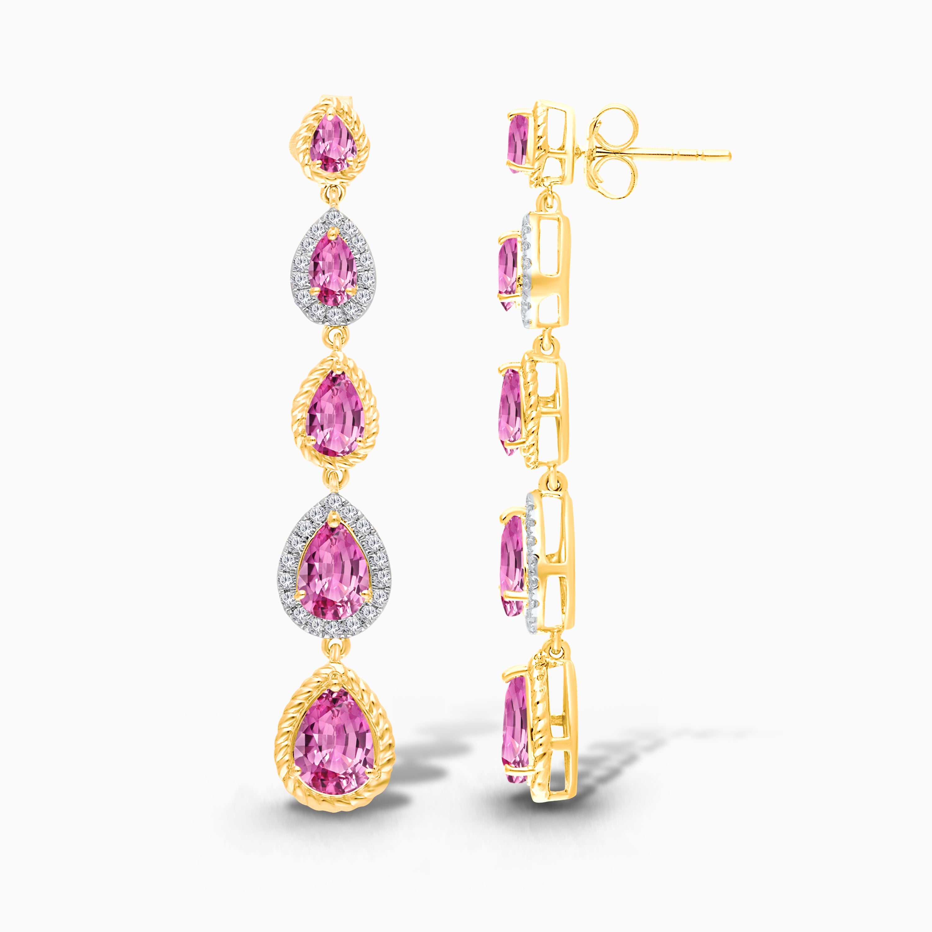 Graduated Pink Sapphire Tennis Earrings