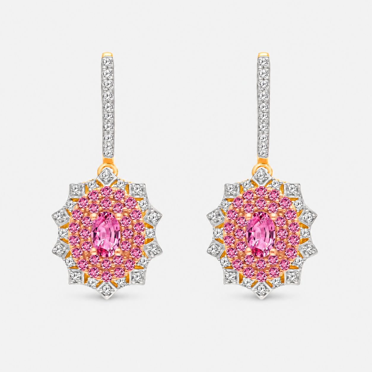 Pink Mirror Sapphire & Diamond Earrings Pink Sapphire