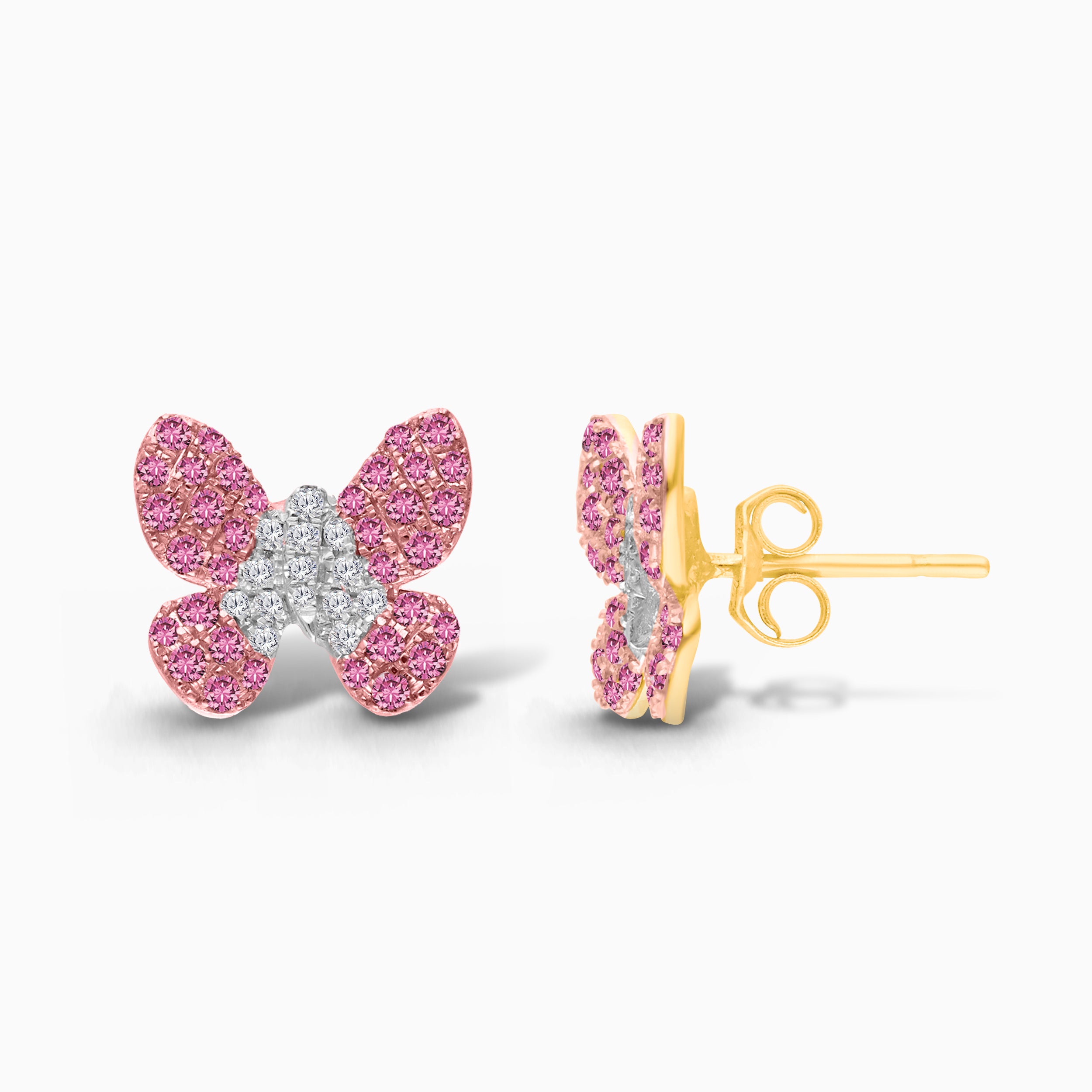 Pink Pave Butterfly Studs