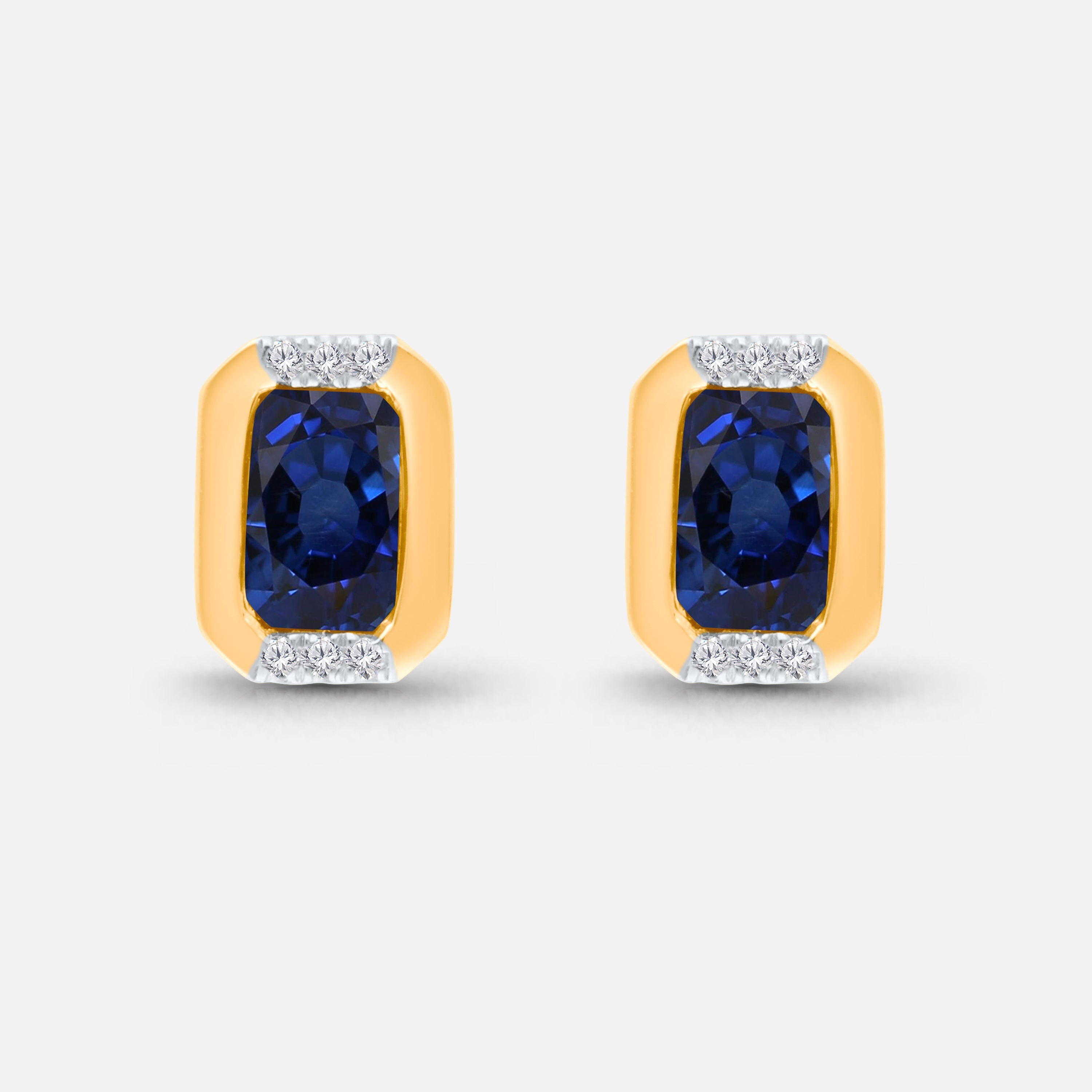 Sapphire Emerald Bezel Studs Blue Sapphire
