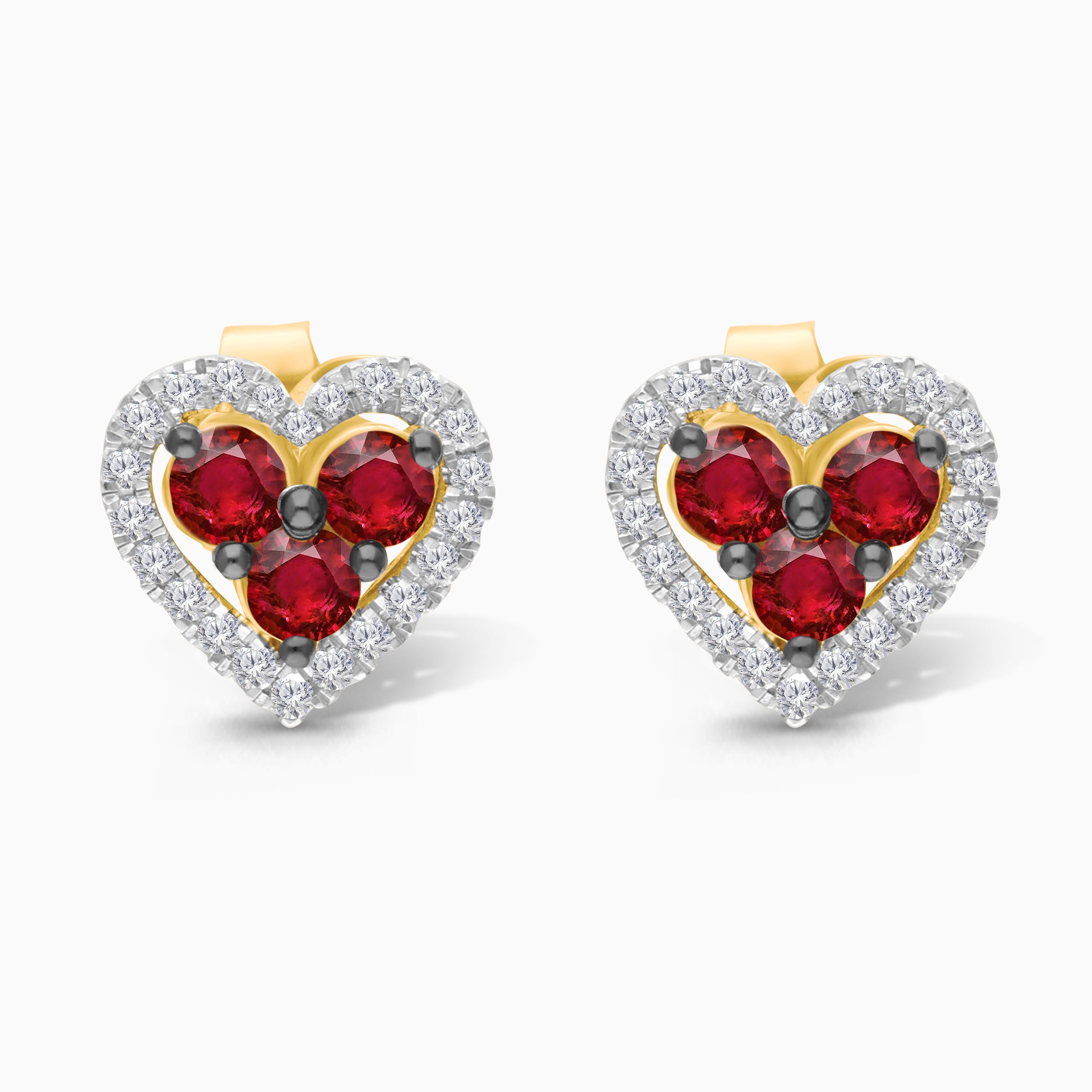 Ruby Trio Heart Studs