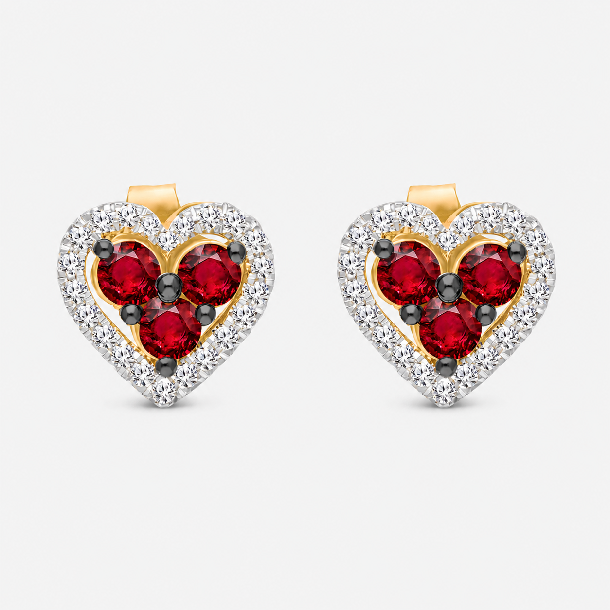 Ruby Trio Heart Studs hearts