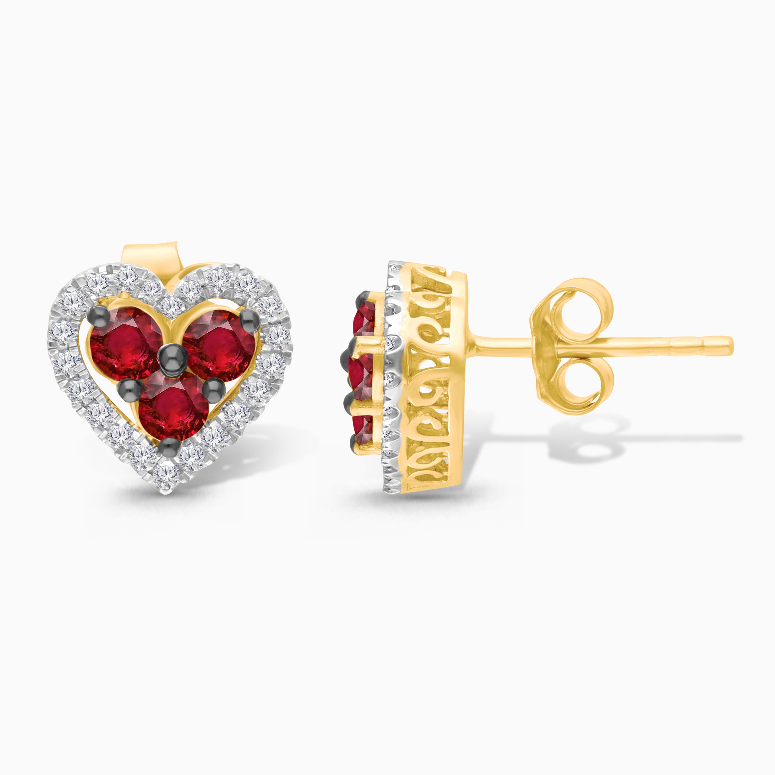 Ruby Trio Heart Studs