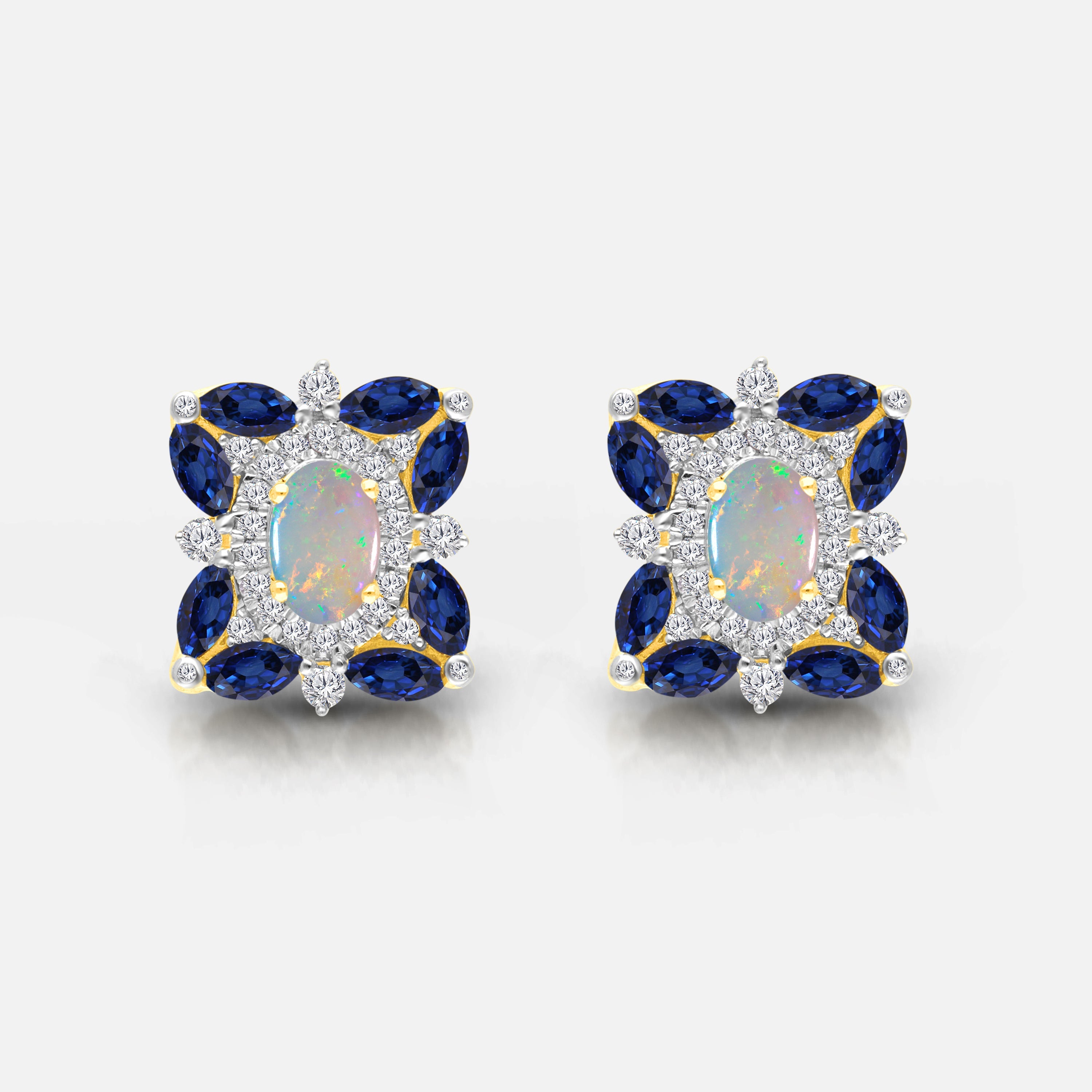 Opal Bloom Sapphire & Diamond Studs opal