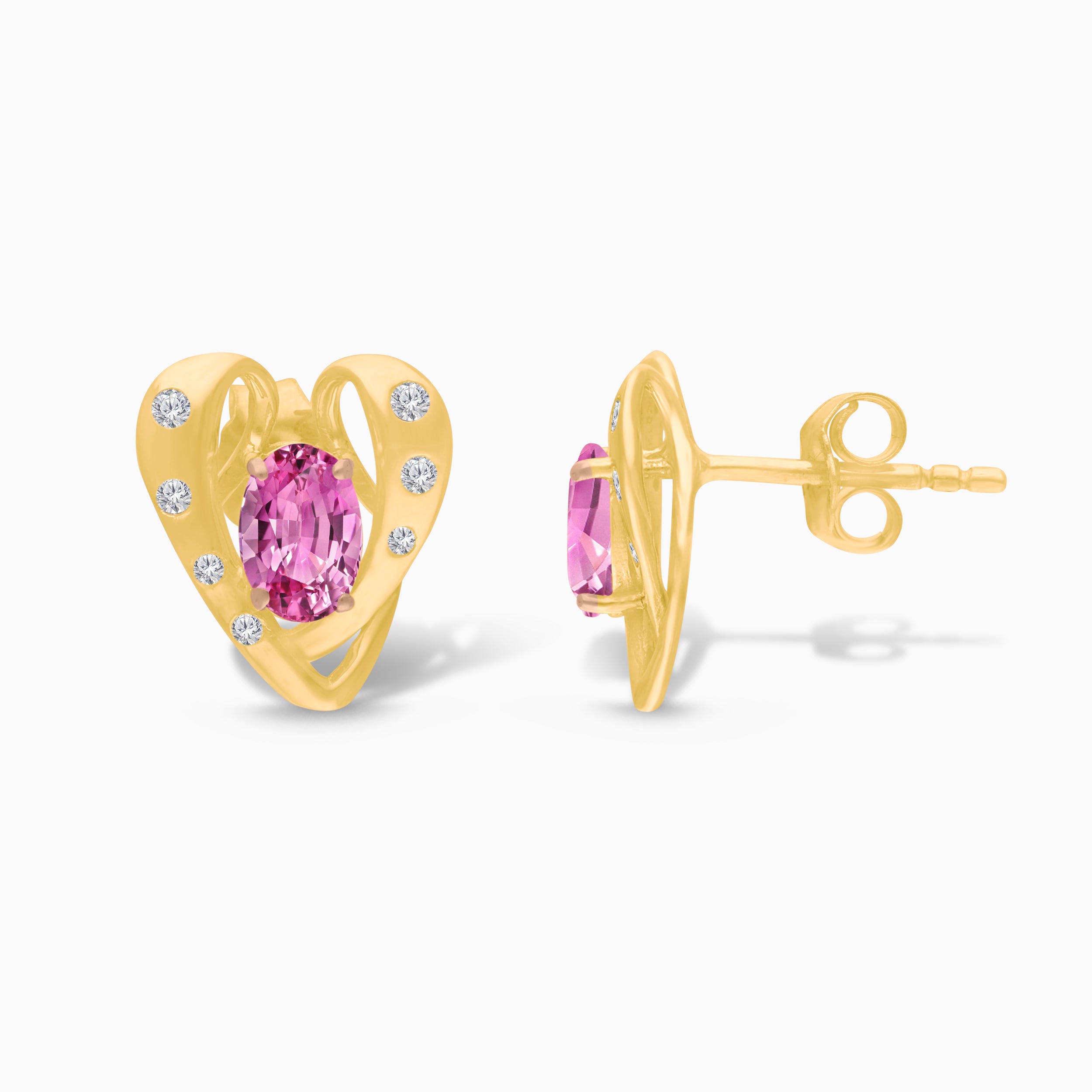 Open Heart Pink Sapphire & Diamond Studs