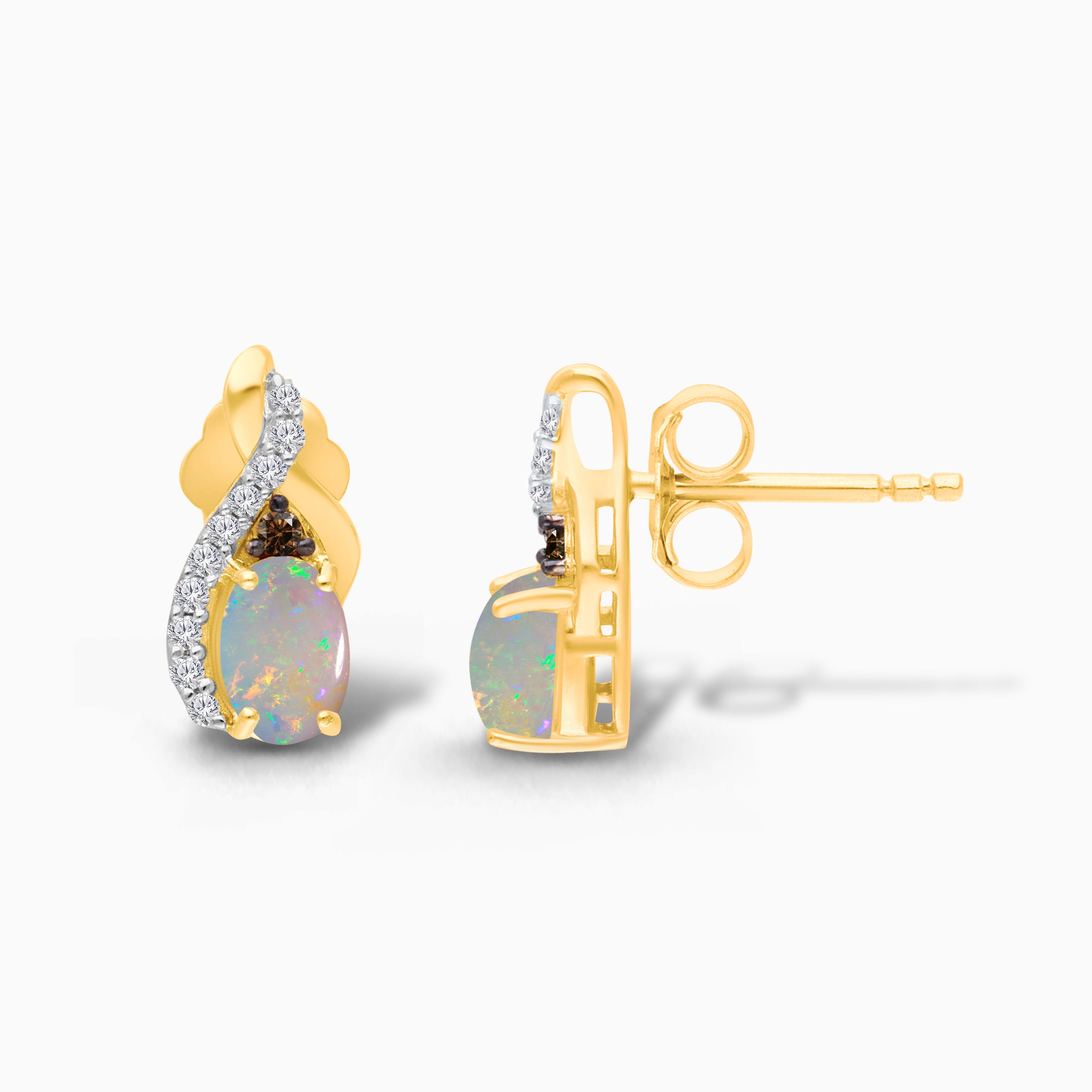 Cafe Creme Opal & Diamond Studs