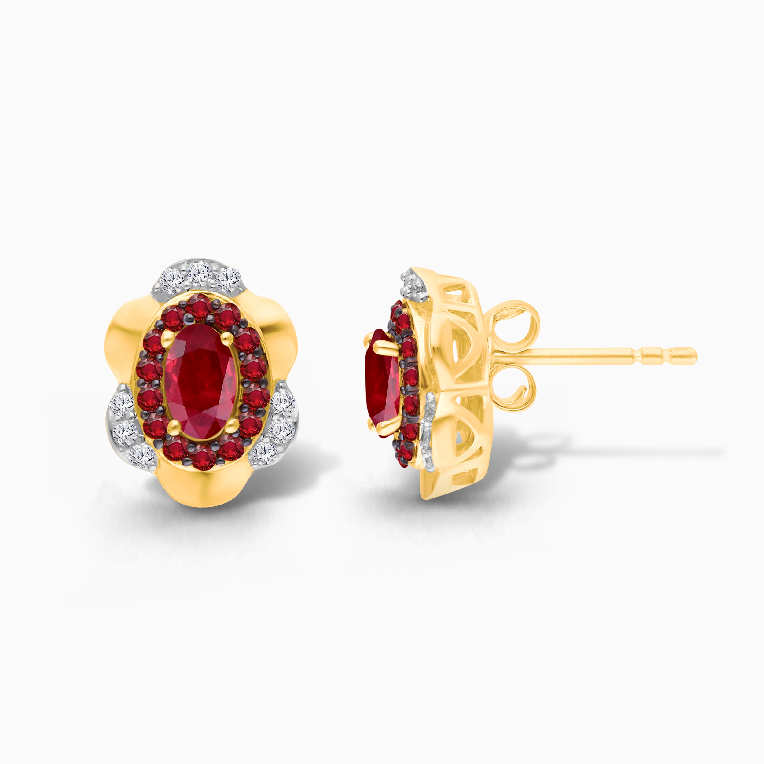 Trio Cluster Ruby Studs