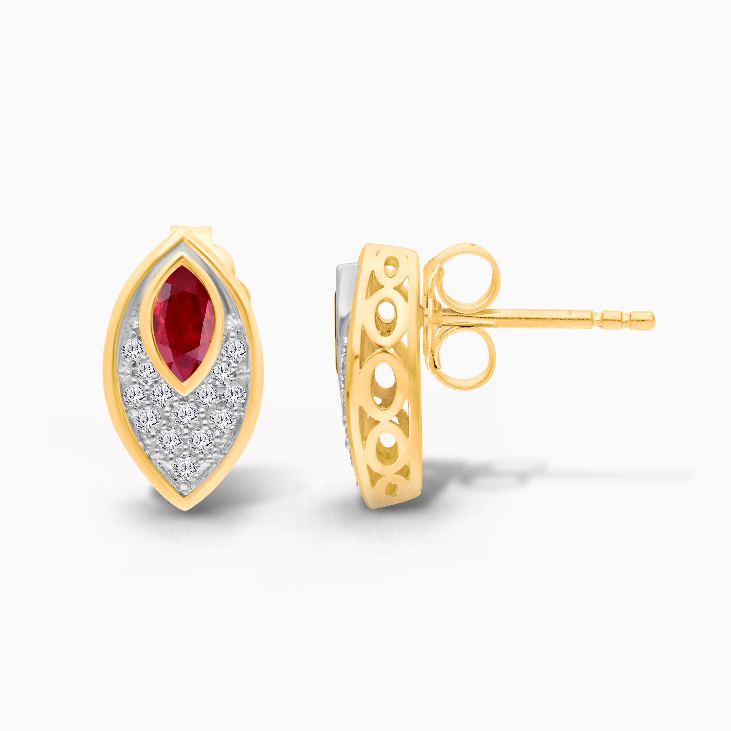 Dual Marquise Diamond & Ruby Earring