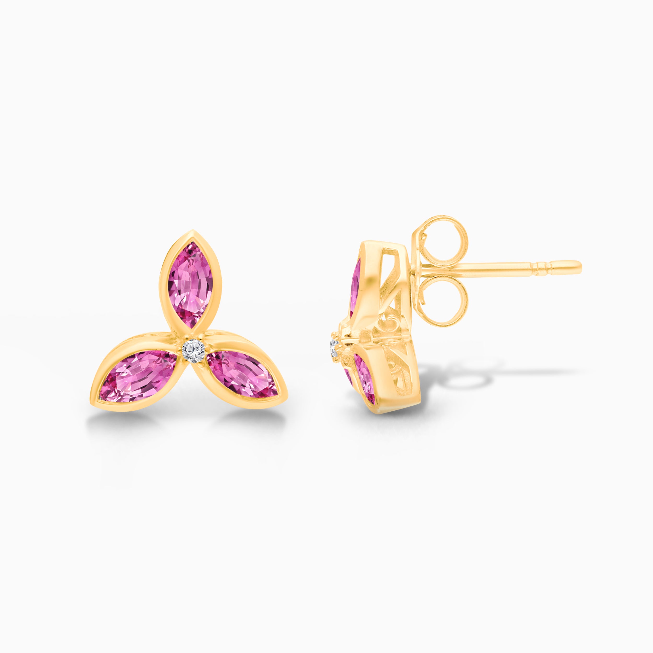 Pink Sapphire Petal Studs