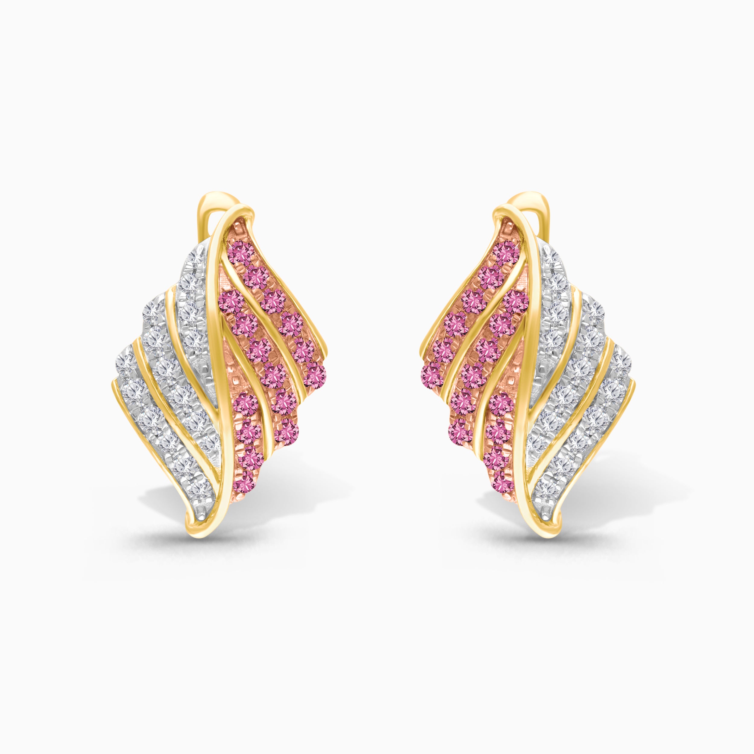 Dualing Feather Pink Sapphire Earrings