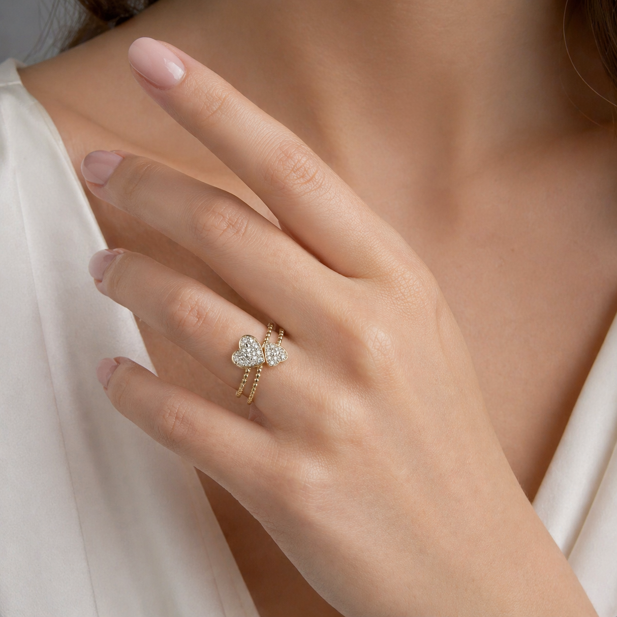 Inverse Diamond Heart Ring hearts