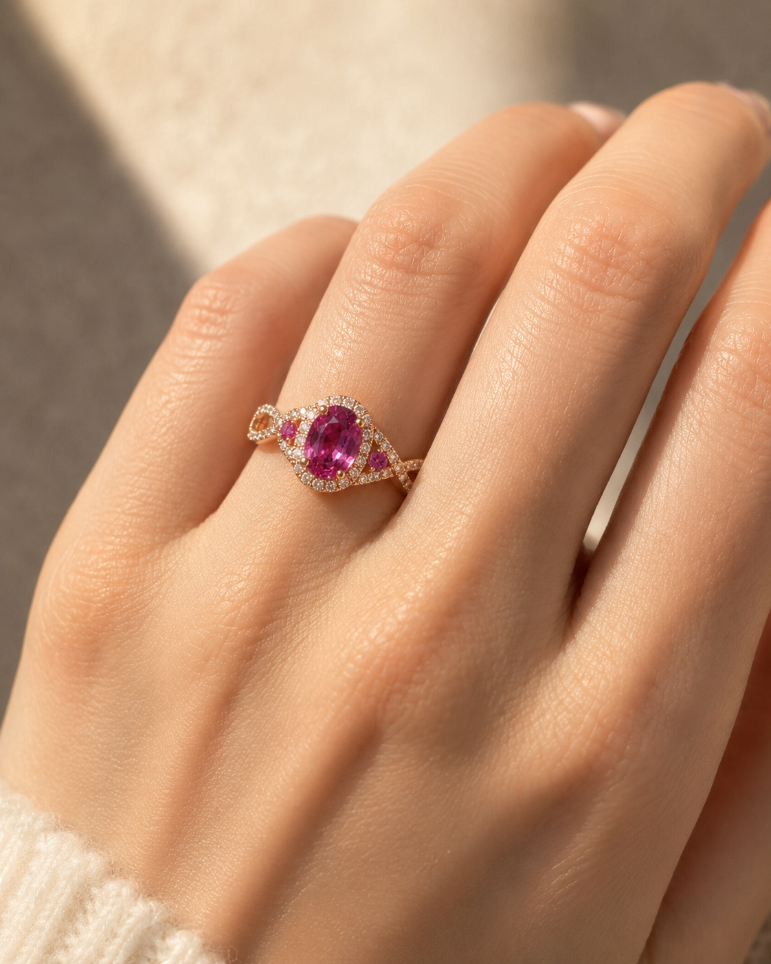 Pink Sapphire Classique Diamond Ring Pink Sapphire