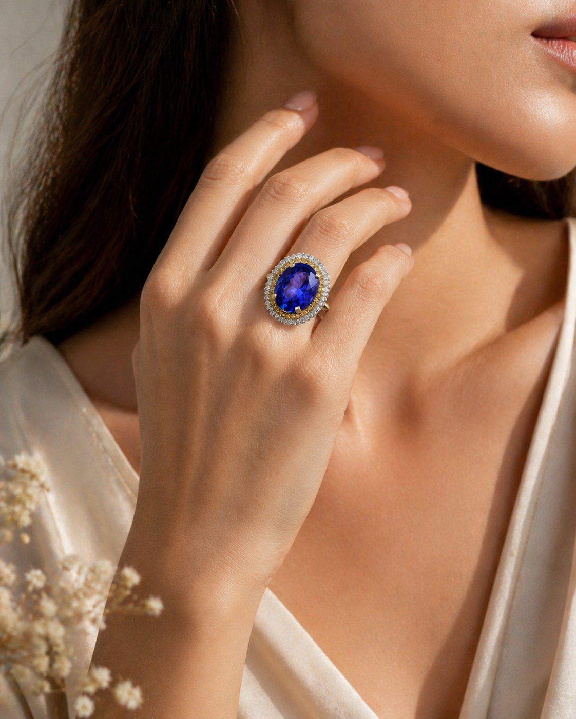 Heirloom Tanzanite & Diamond Cocktail Ring Tanzanite
