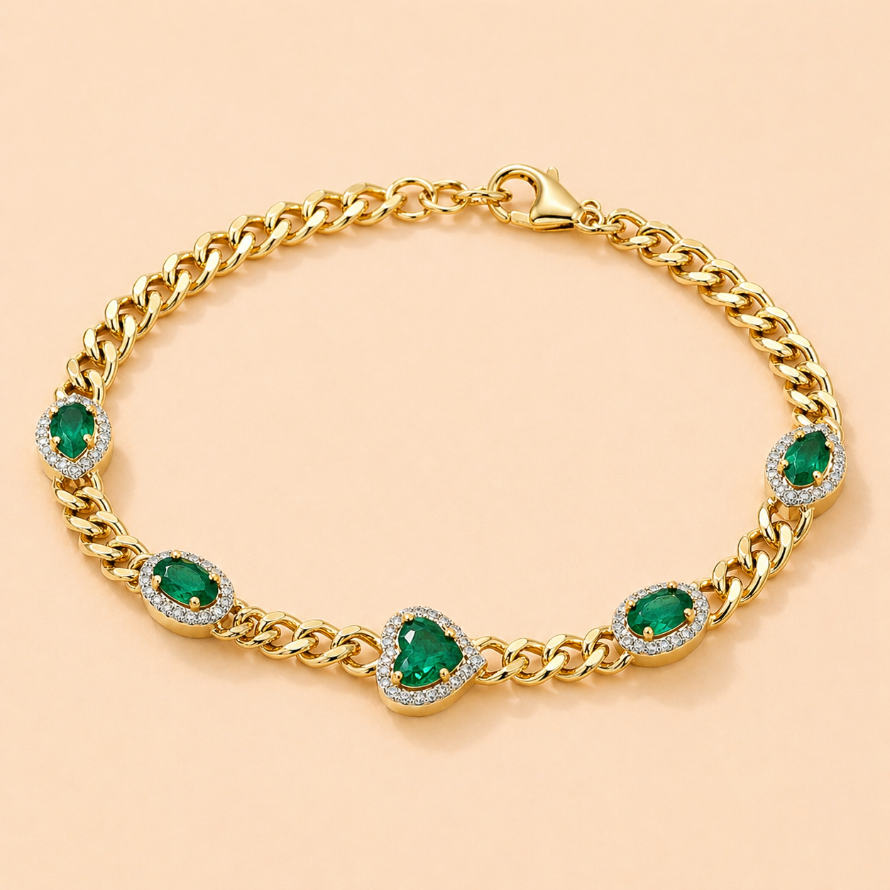 Multi Shaped Emerald & Diamond Bracelet Emerald