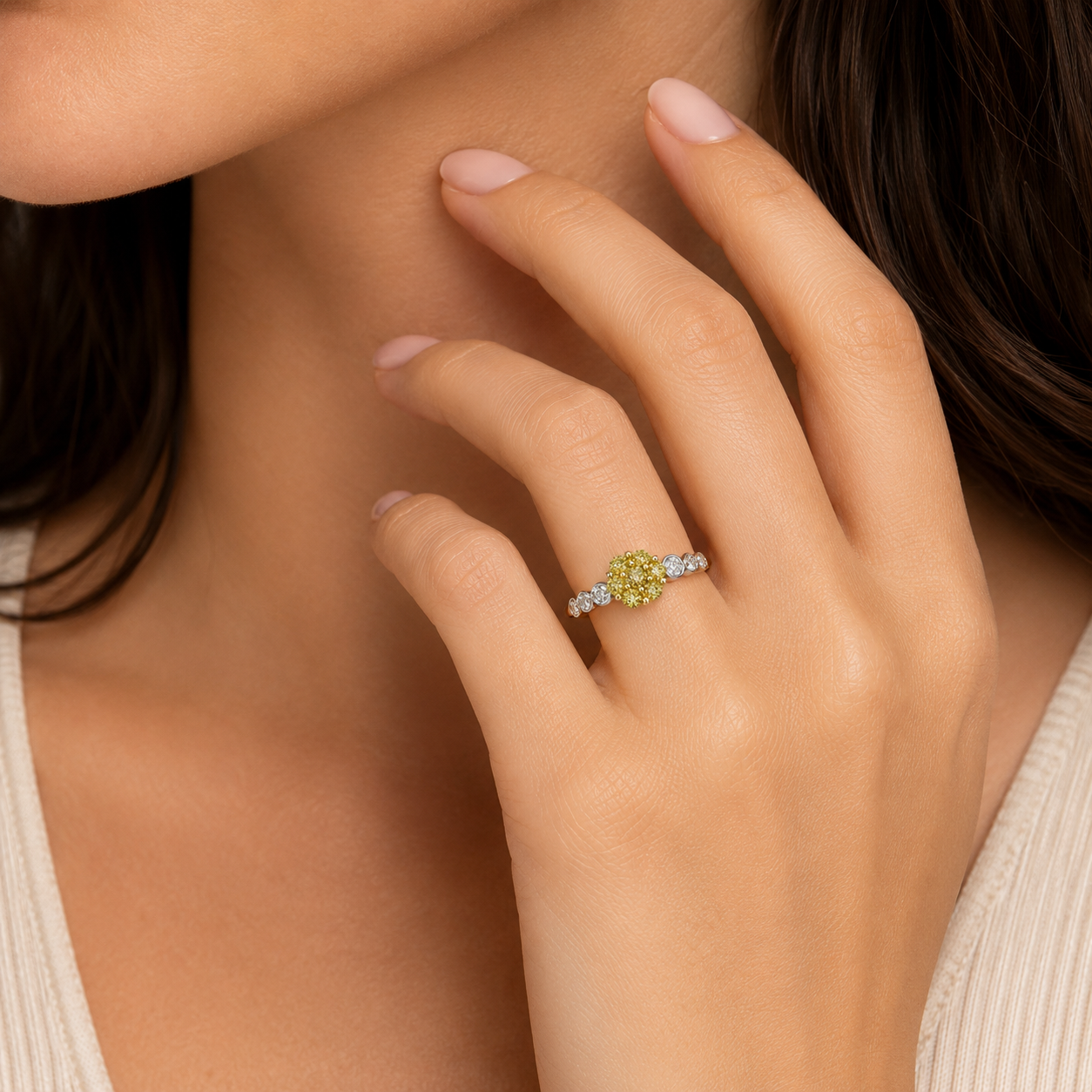Cluster Bubbles Yellow Diamond Ring Yellow Diamond