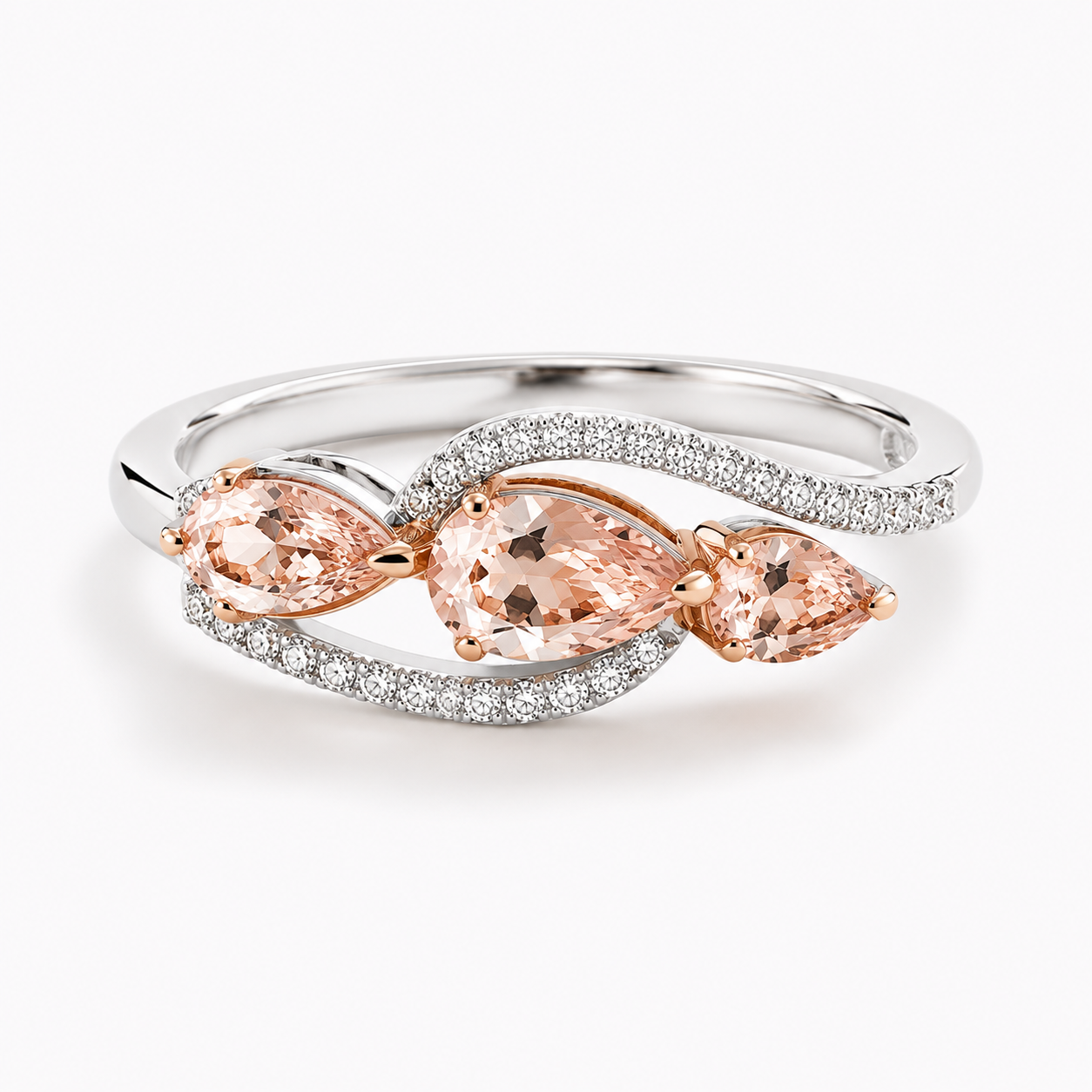 Twisting Tear Drop Morganite Band Morganite