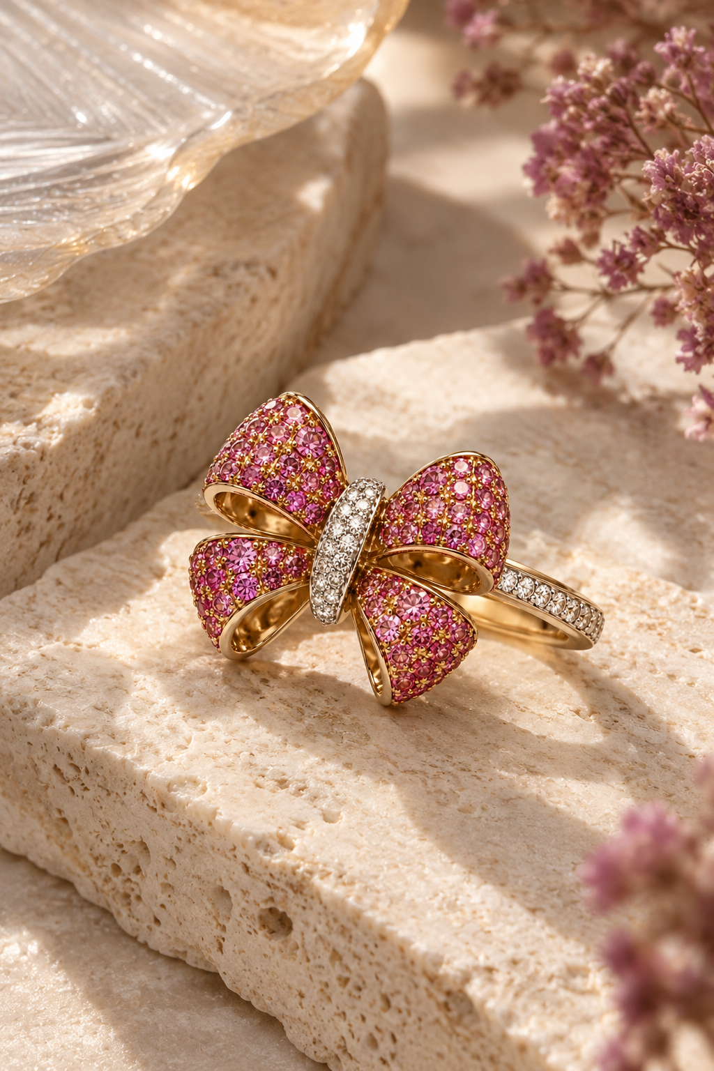Pink Ribbon Sapphire & Diamond Ring