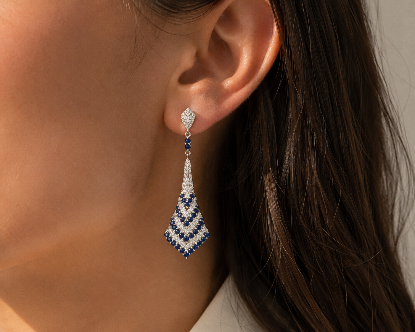 Glamour Girl Sapphire & Diamond Tennis Earrings