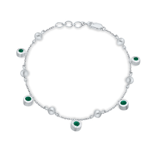 Emerald and White Diamond Tennis Bracelet