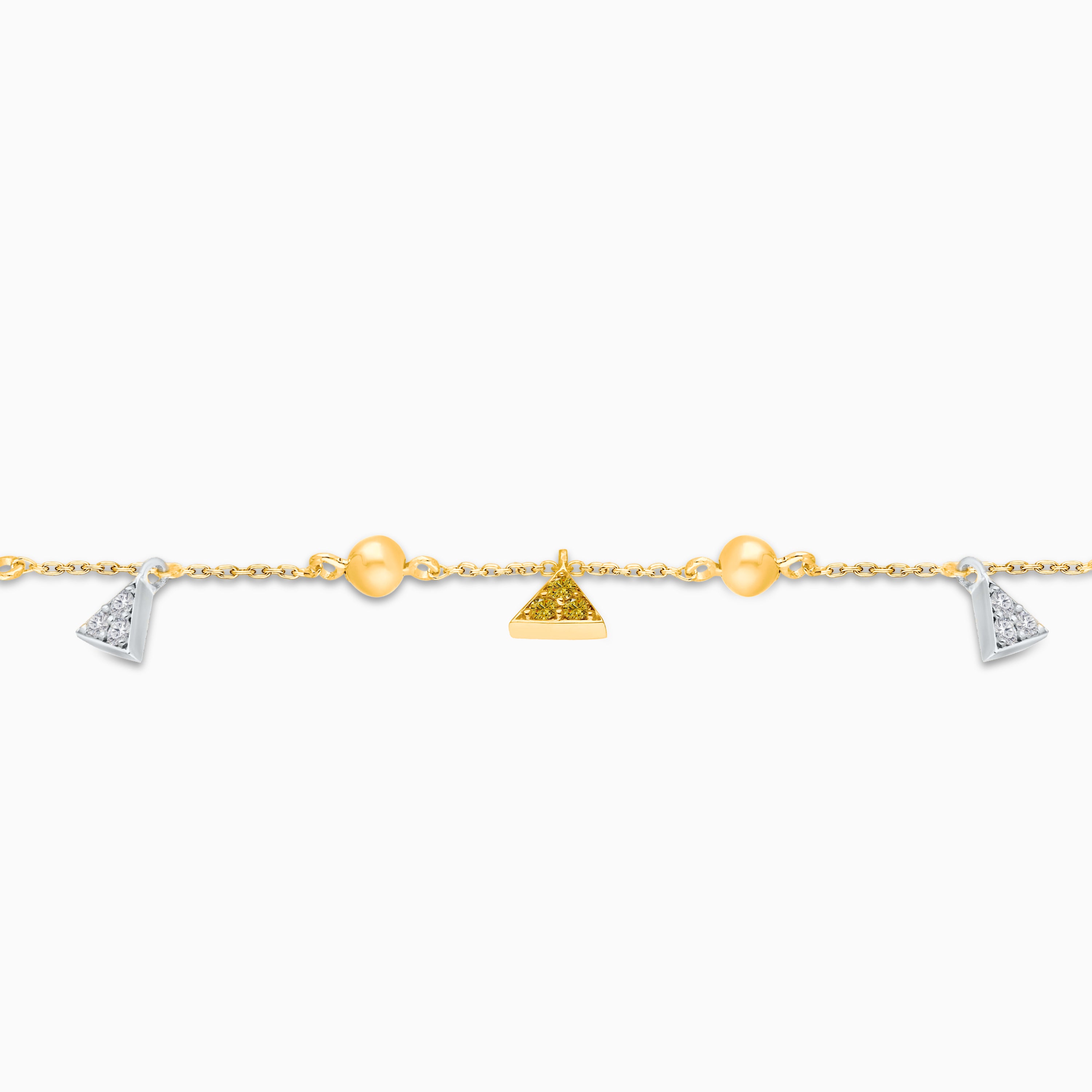 Trillion Yellow & White Diamond Chain Bracelet