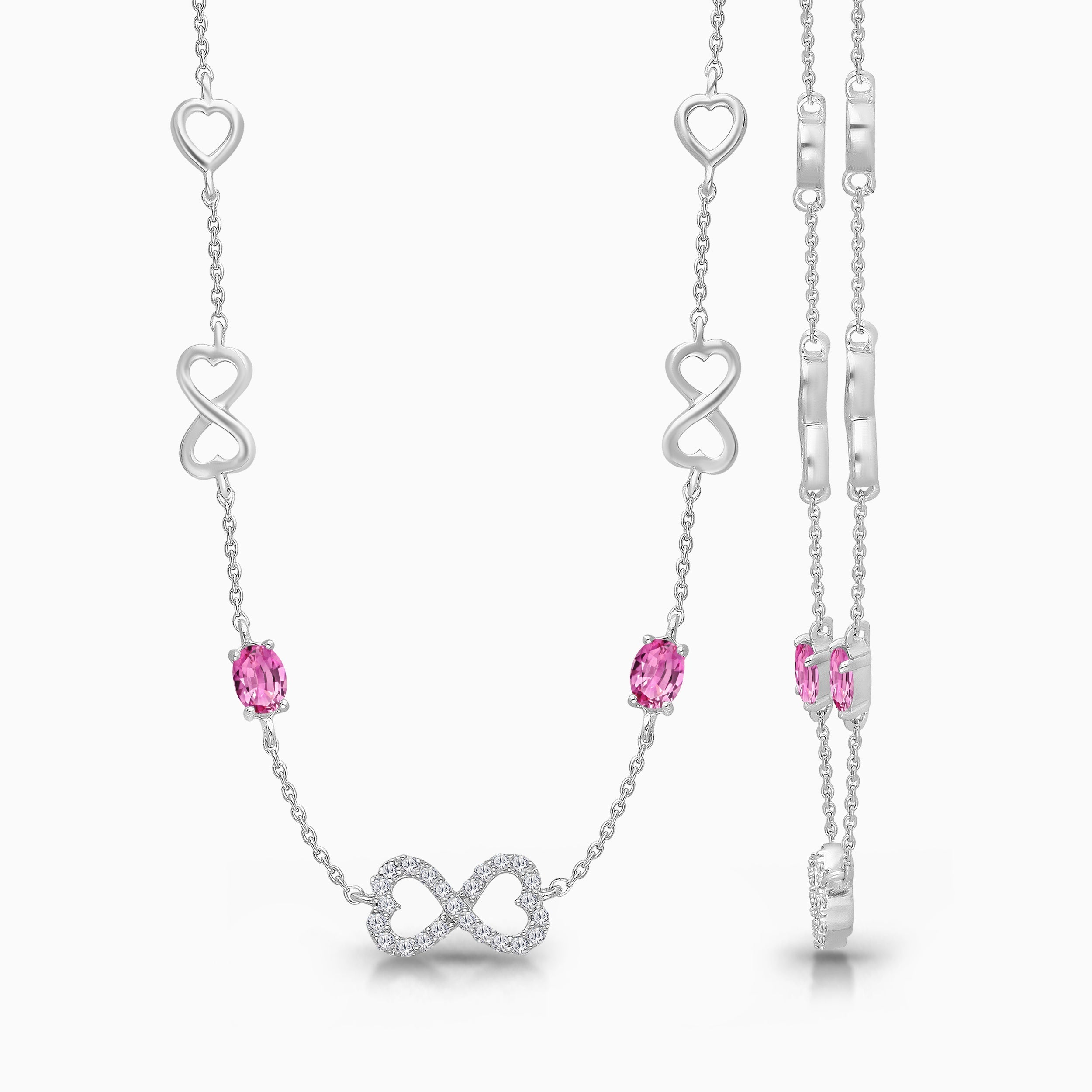 Infinity Heart Pink Sapphire Necklace