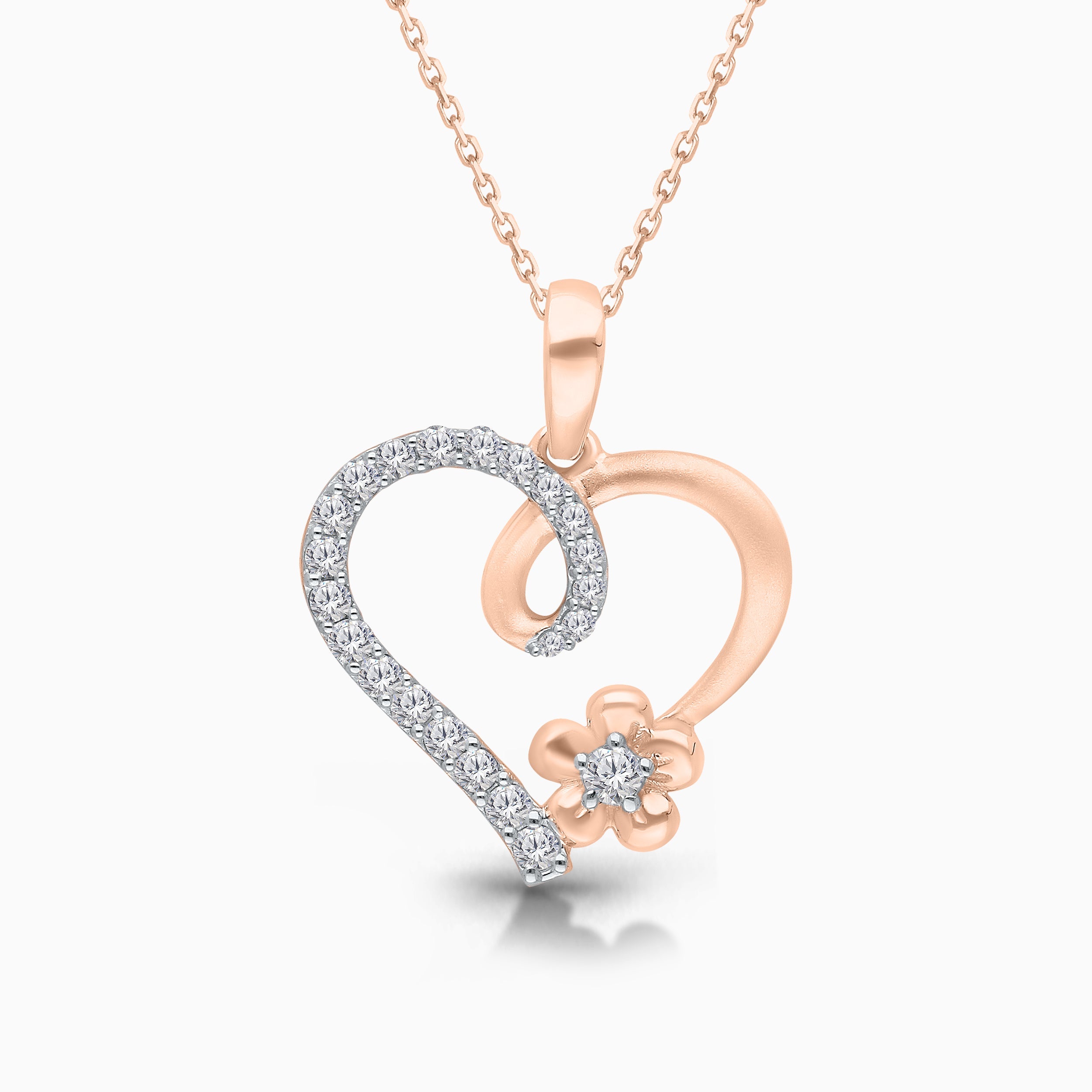 Heart & Flower Diamond Necklace