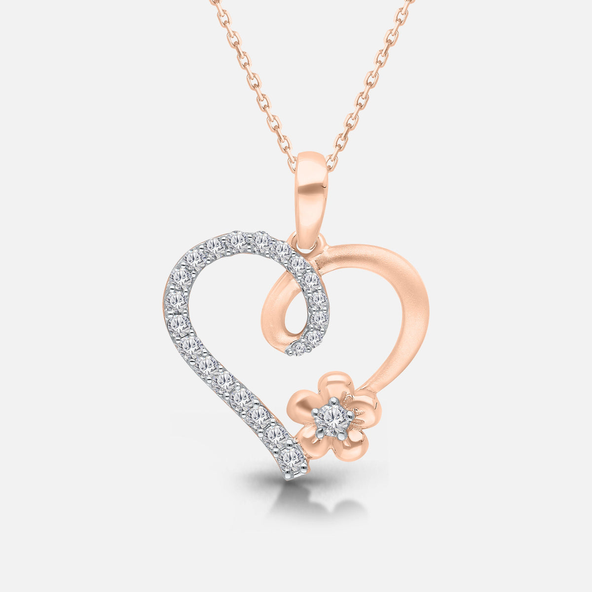Heart & Flower Diamond Necklace hearts