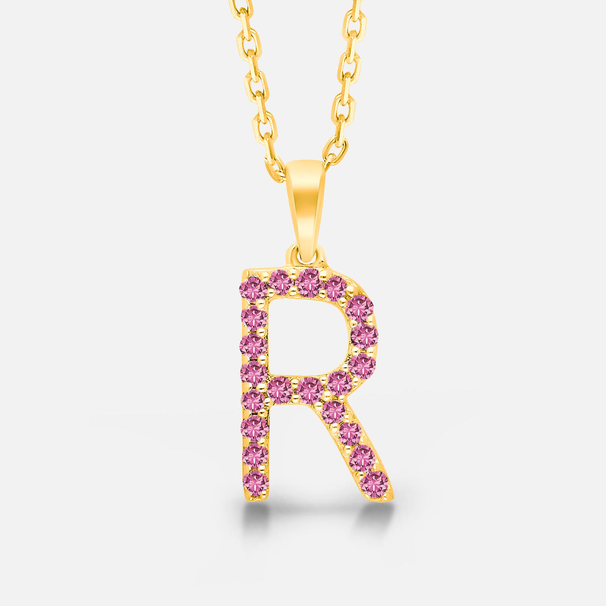 Pink Sapphire Initial Necklace Pink Sapphire