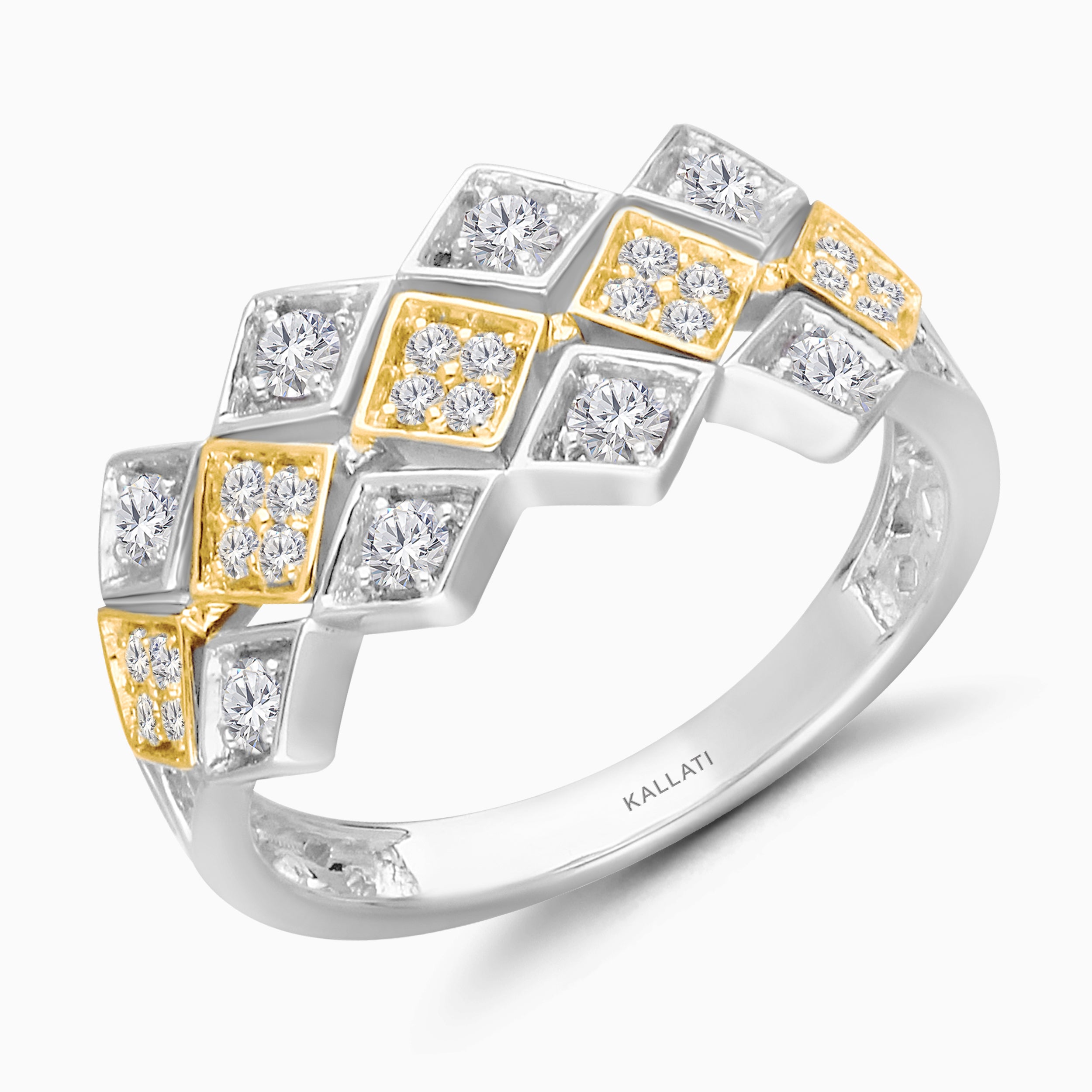 Rows Of Diamonds Dual Toned Band