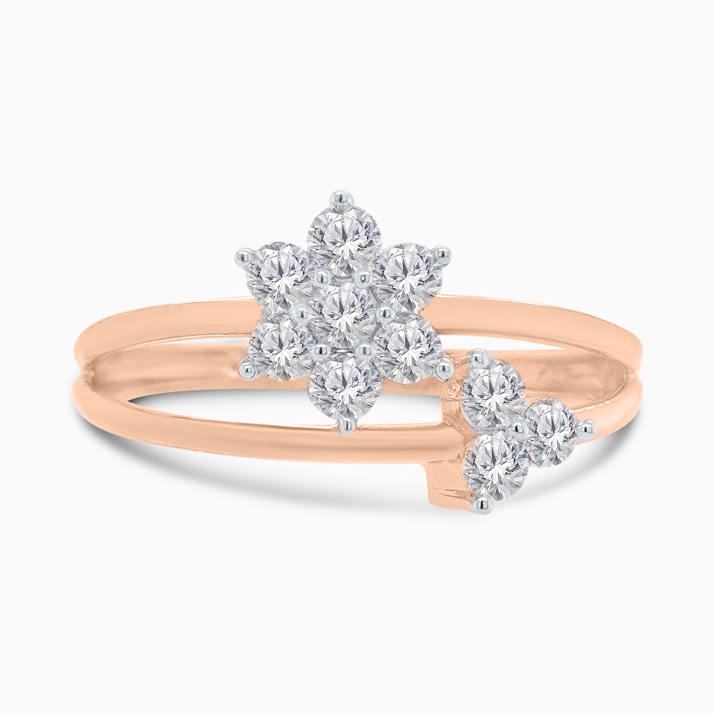 Open Diamond Flowers Ring
