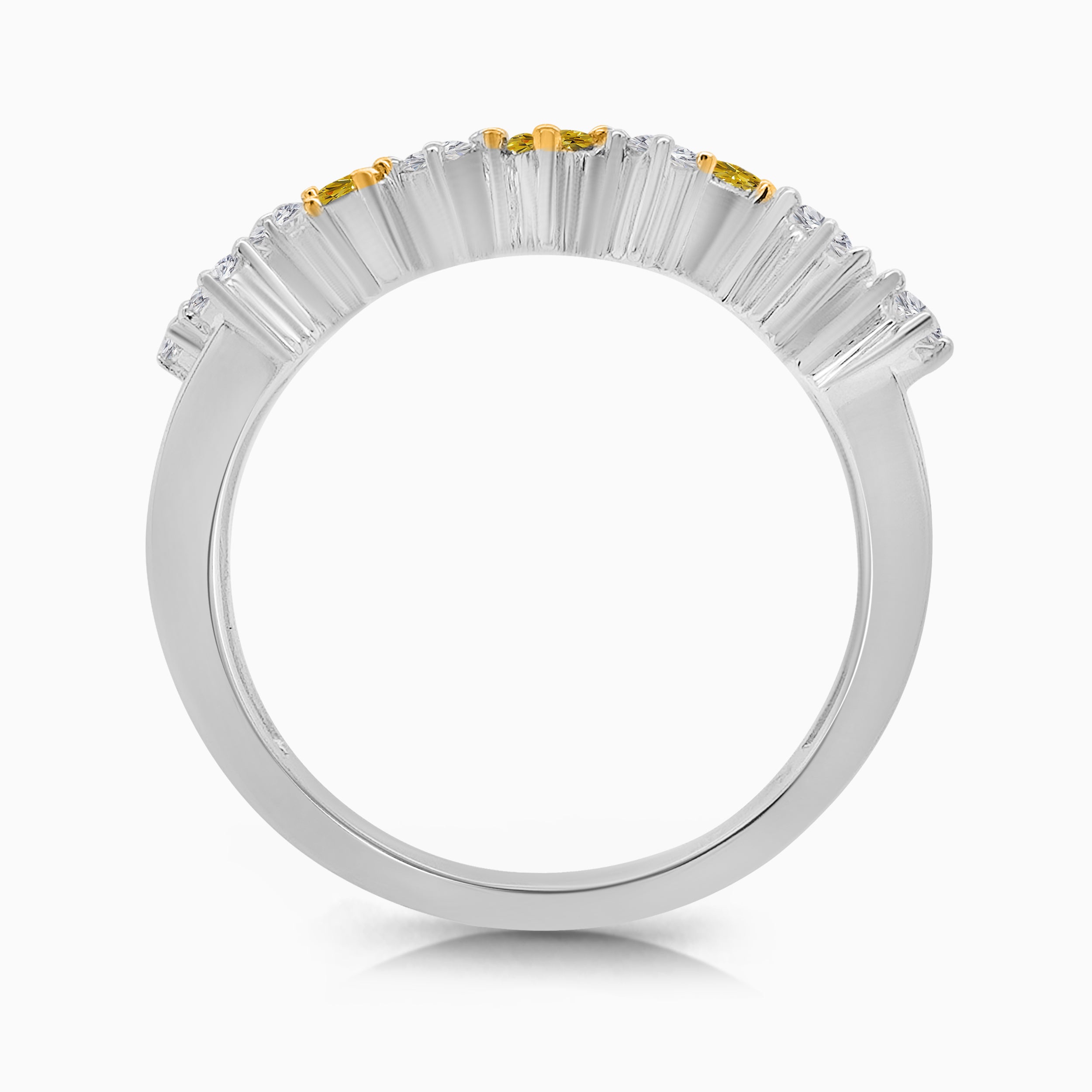 Single Row Yellow and White Diamond Band