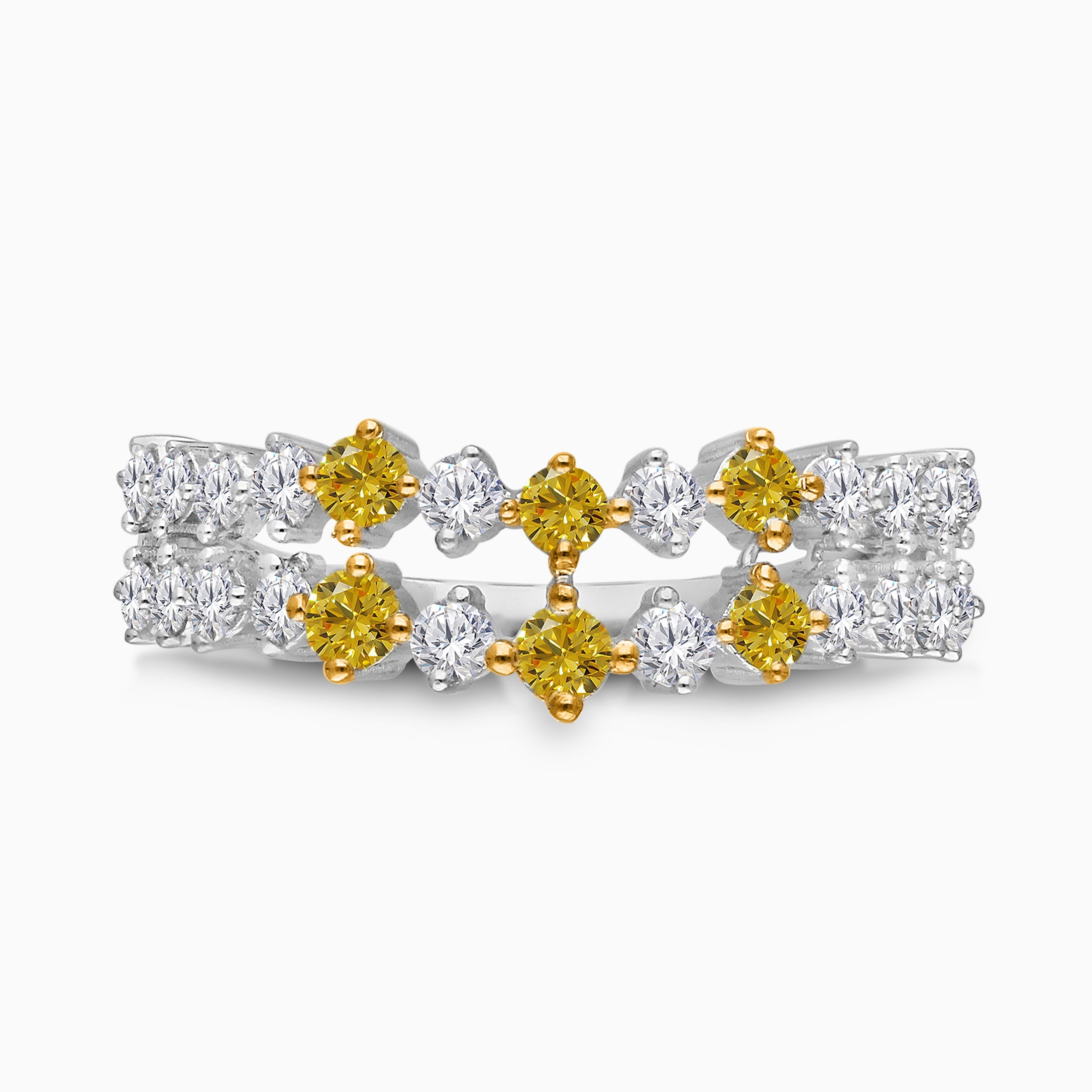 Yellow and White Diamond Split Eternity Band