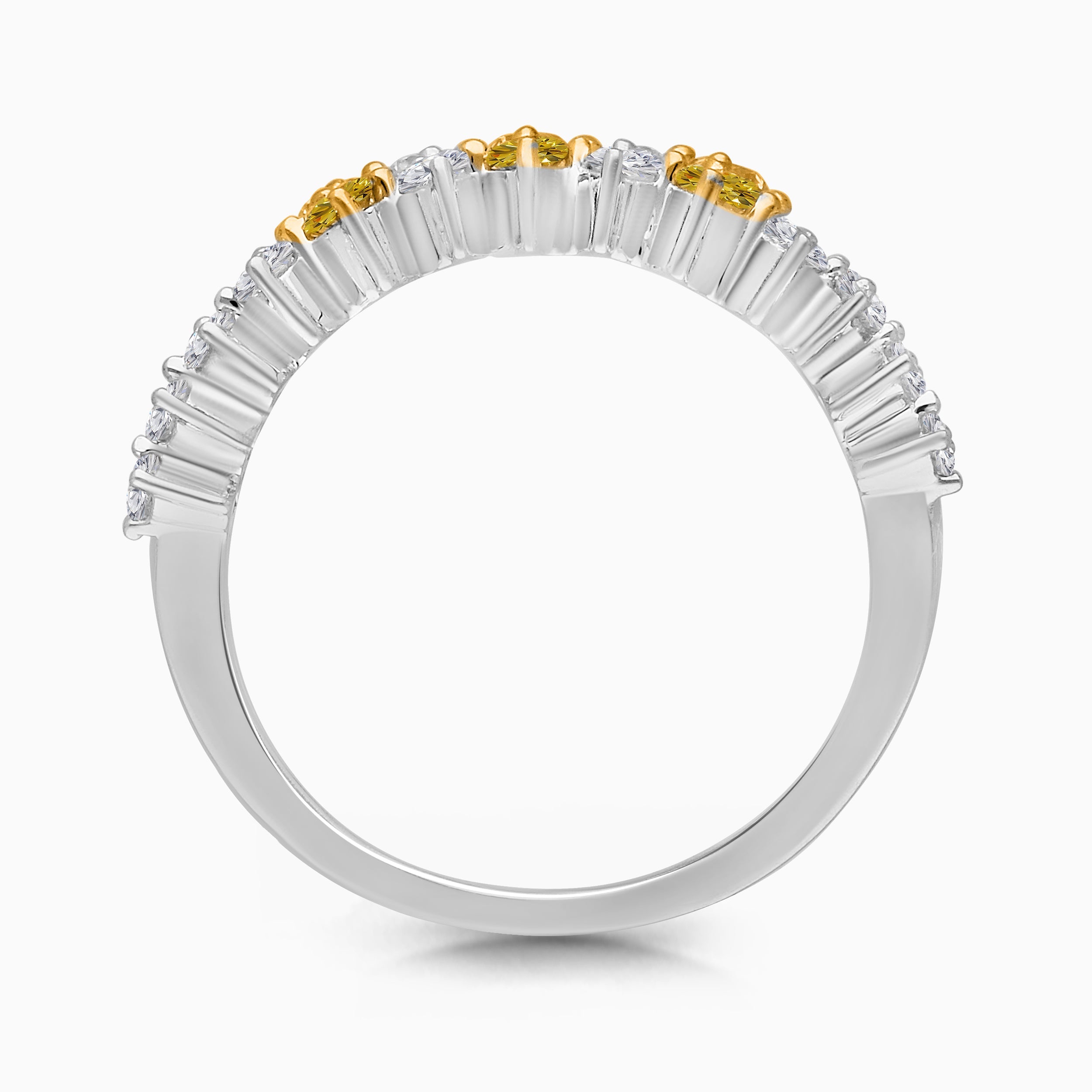Yellow and White Diamond Split Eternity Band