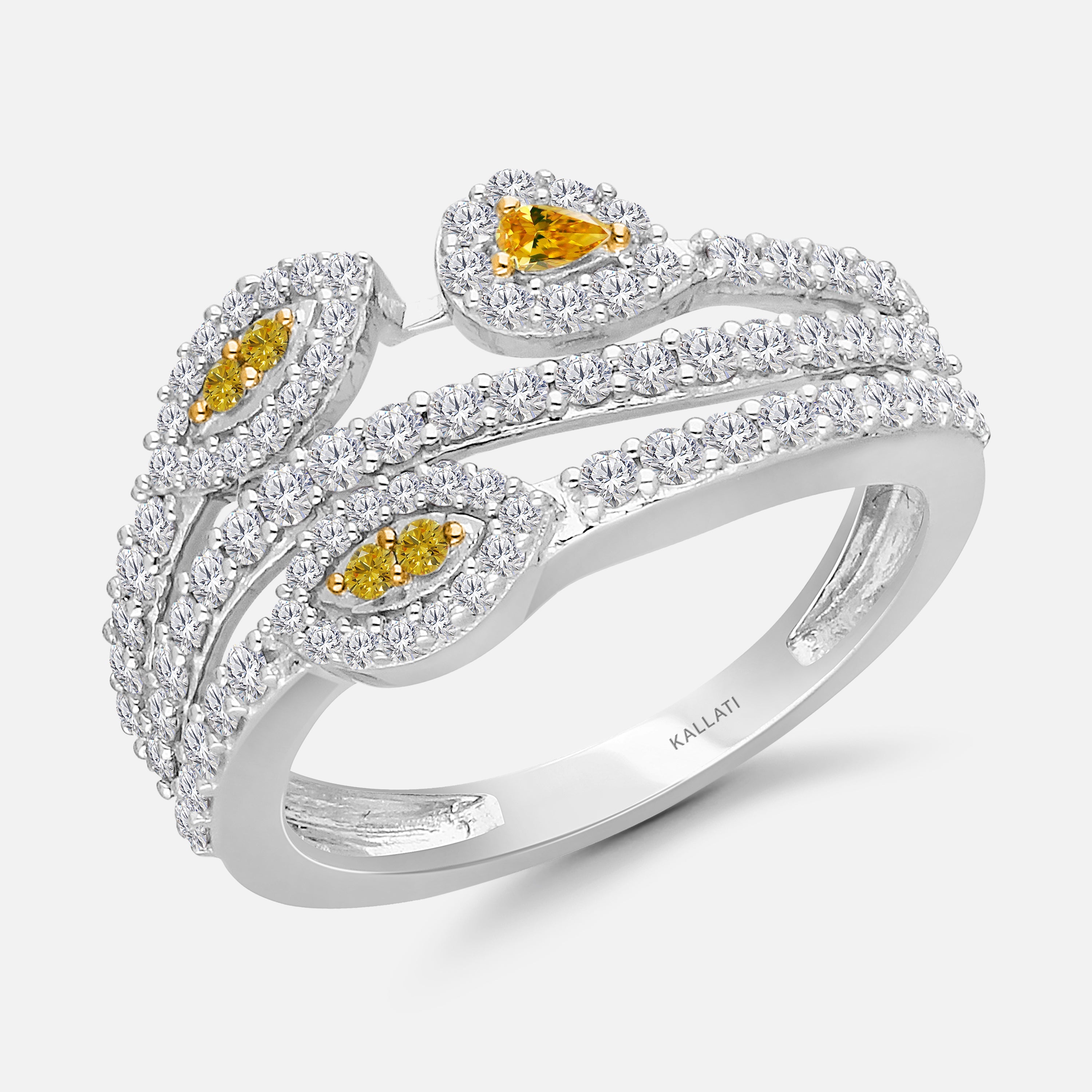 Trio Yellow & White Diamond Ring Yellow Diamond