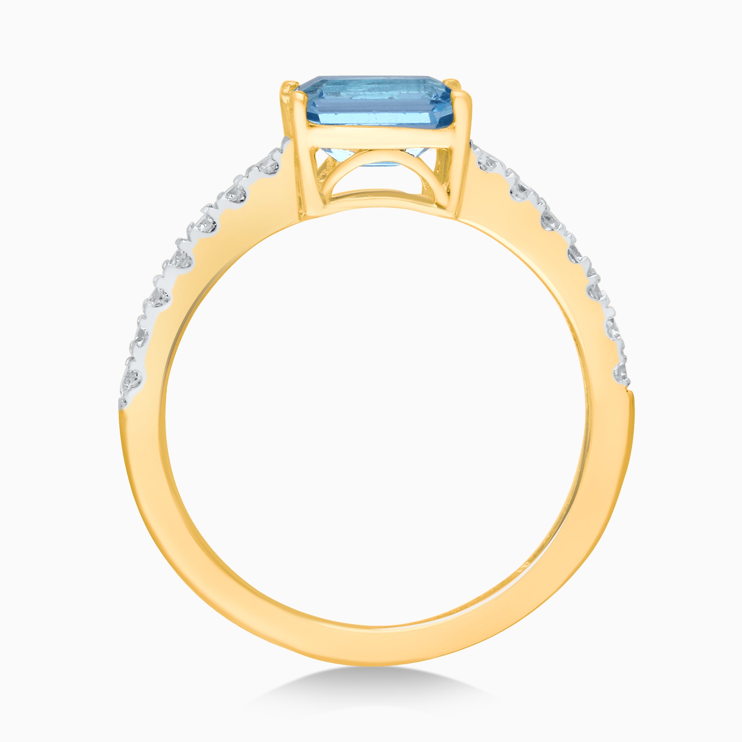 Baguette Blue Topaz and White Diamond Ring