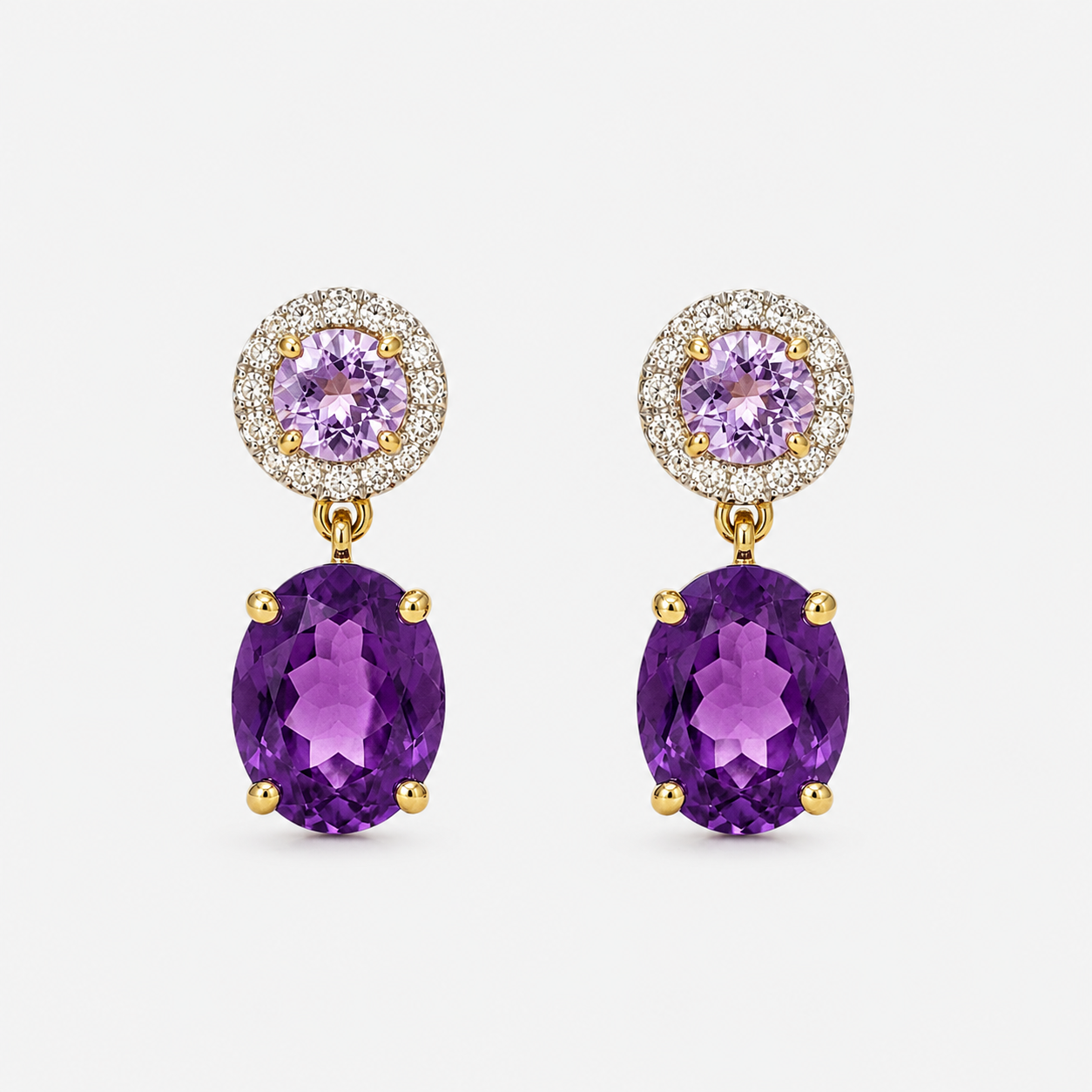 Graduating Diamond & Amethyst Drops Amethyst