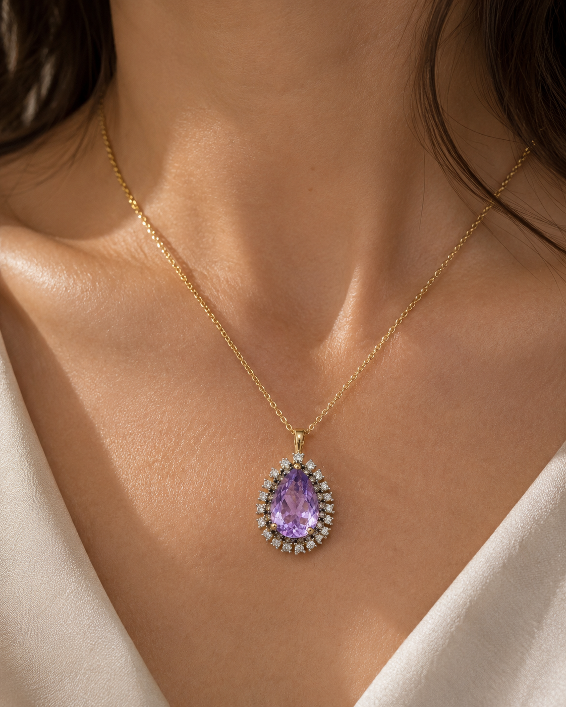 Sable Bloom Amethyst & Diamond Necklace Amethyst