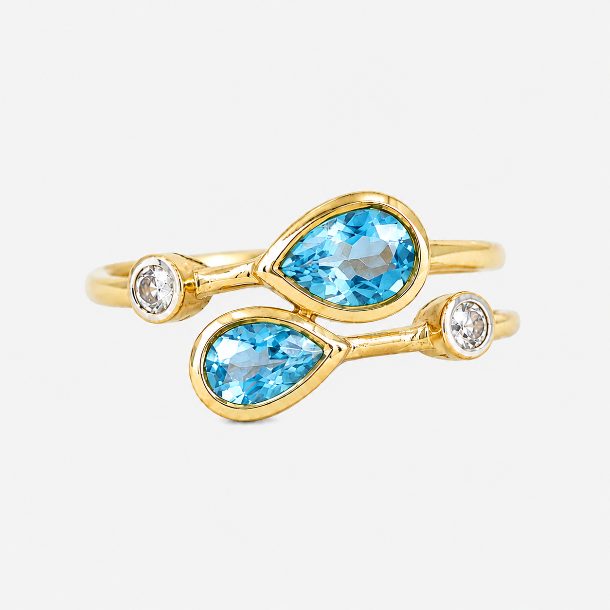 Perfect Pear Blue Topaz & White Diamond Ring BLUE TOPAZ