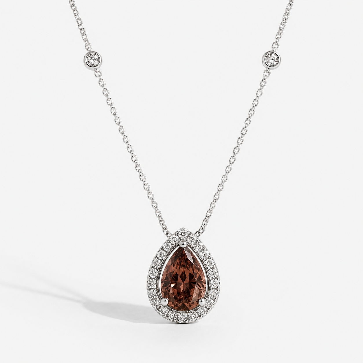 Diamond Droplet Pear Alexandrite Necklace Alexandrite