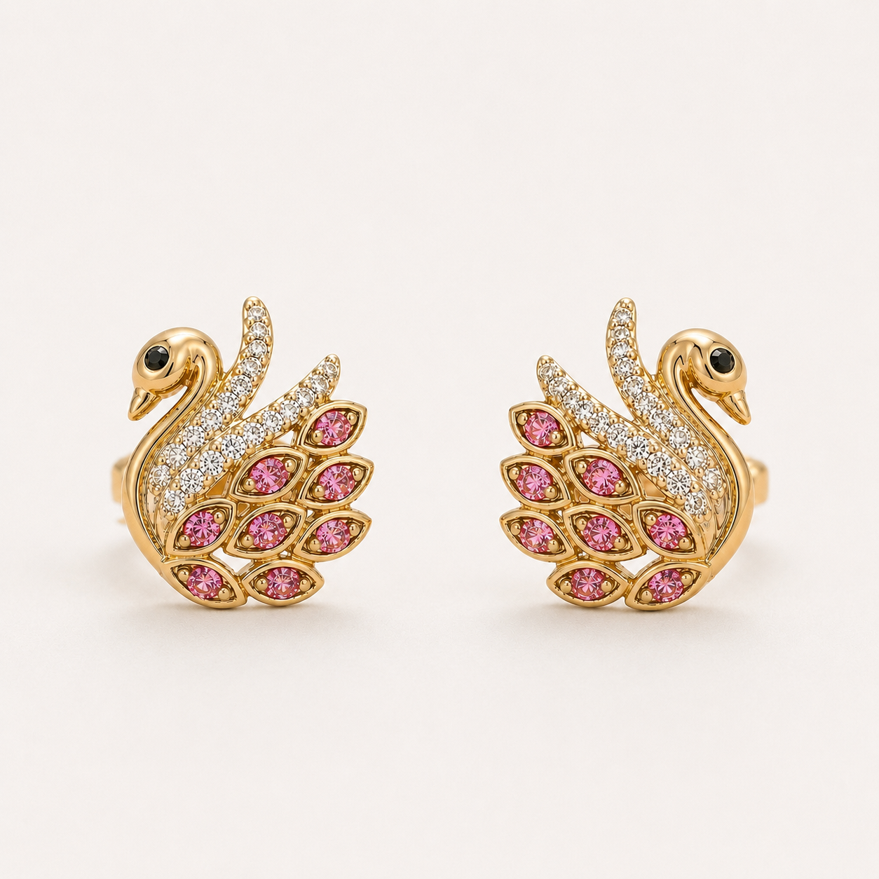 Pink Feathered Swan Studs Legacy Of The Wild