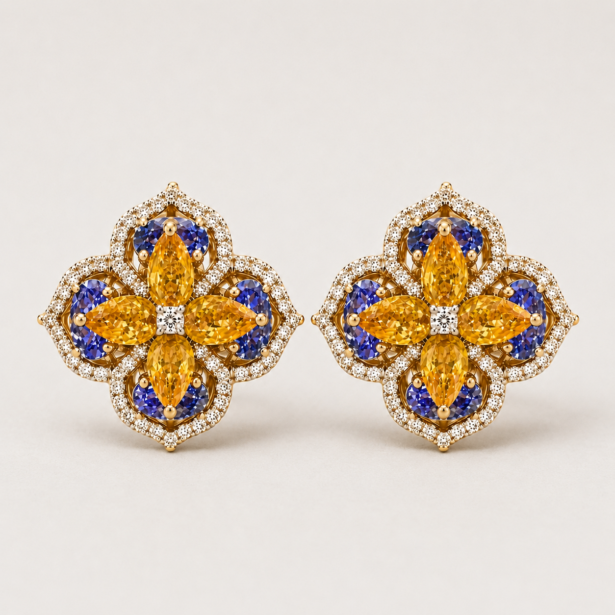 Golden Blossom Tanzanite Huggies Tanzanite