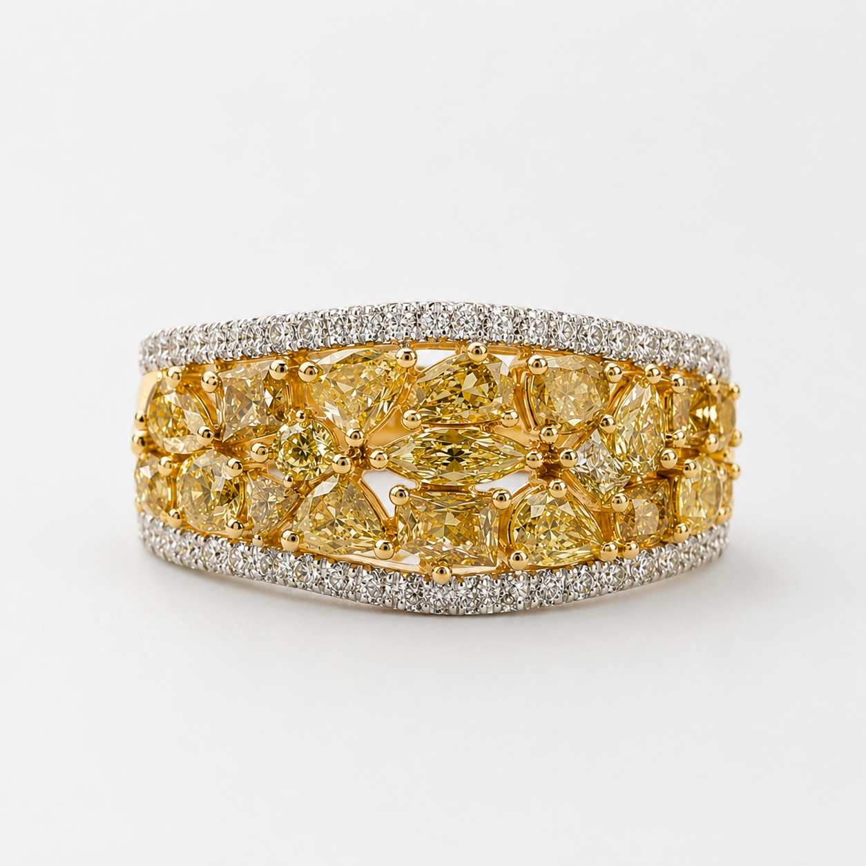 Multi Shaped Yellow Diamond Ring Yellow Diamond
