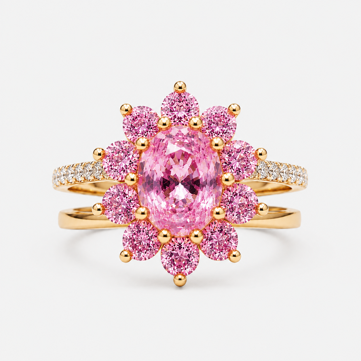 Dahlia Pink Sapphire & Diamond Ring Pink Sapphire