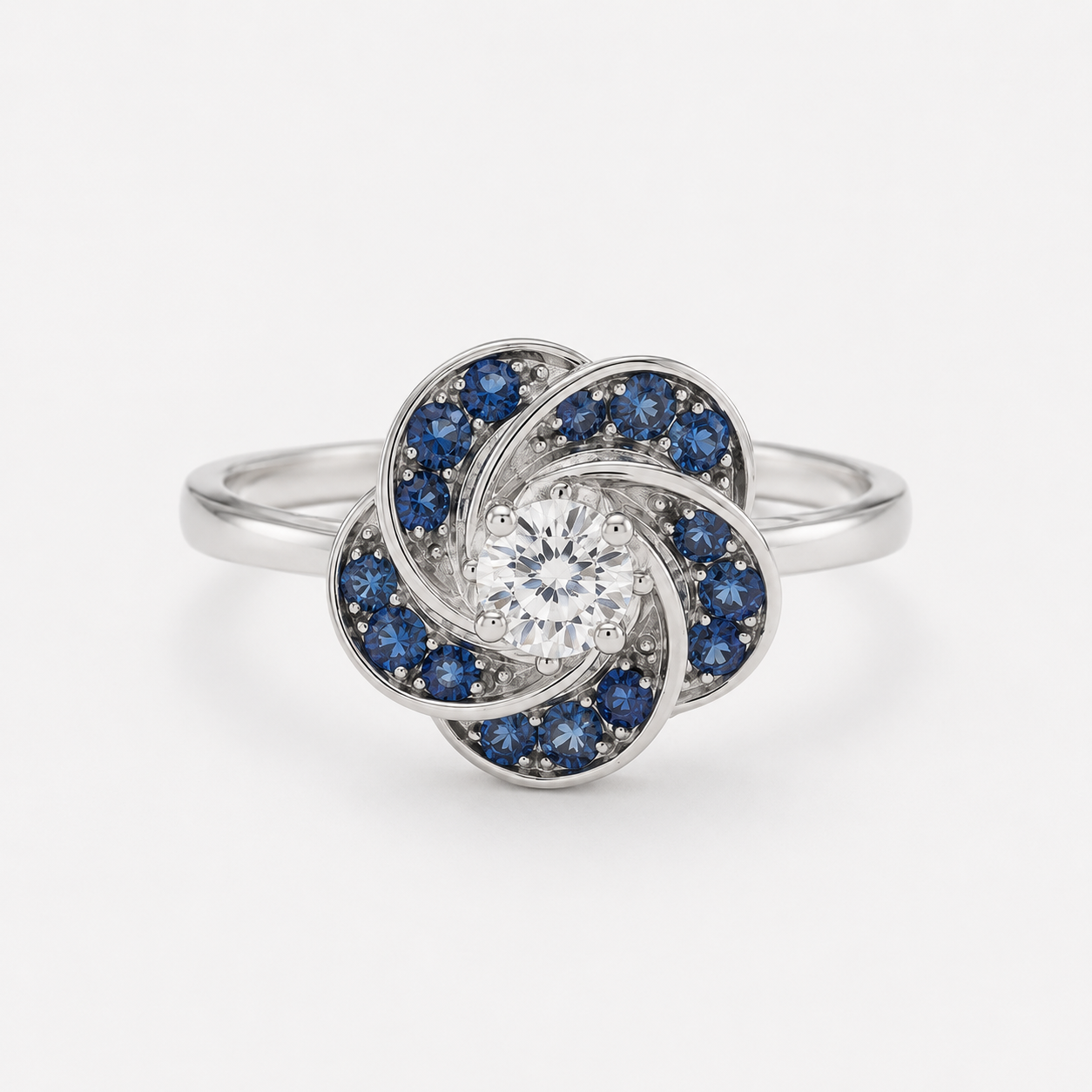 Diamond Blooming Sapphire Ring Blue Sapphire
