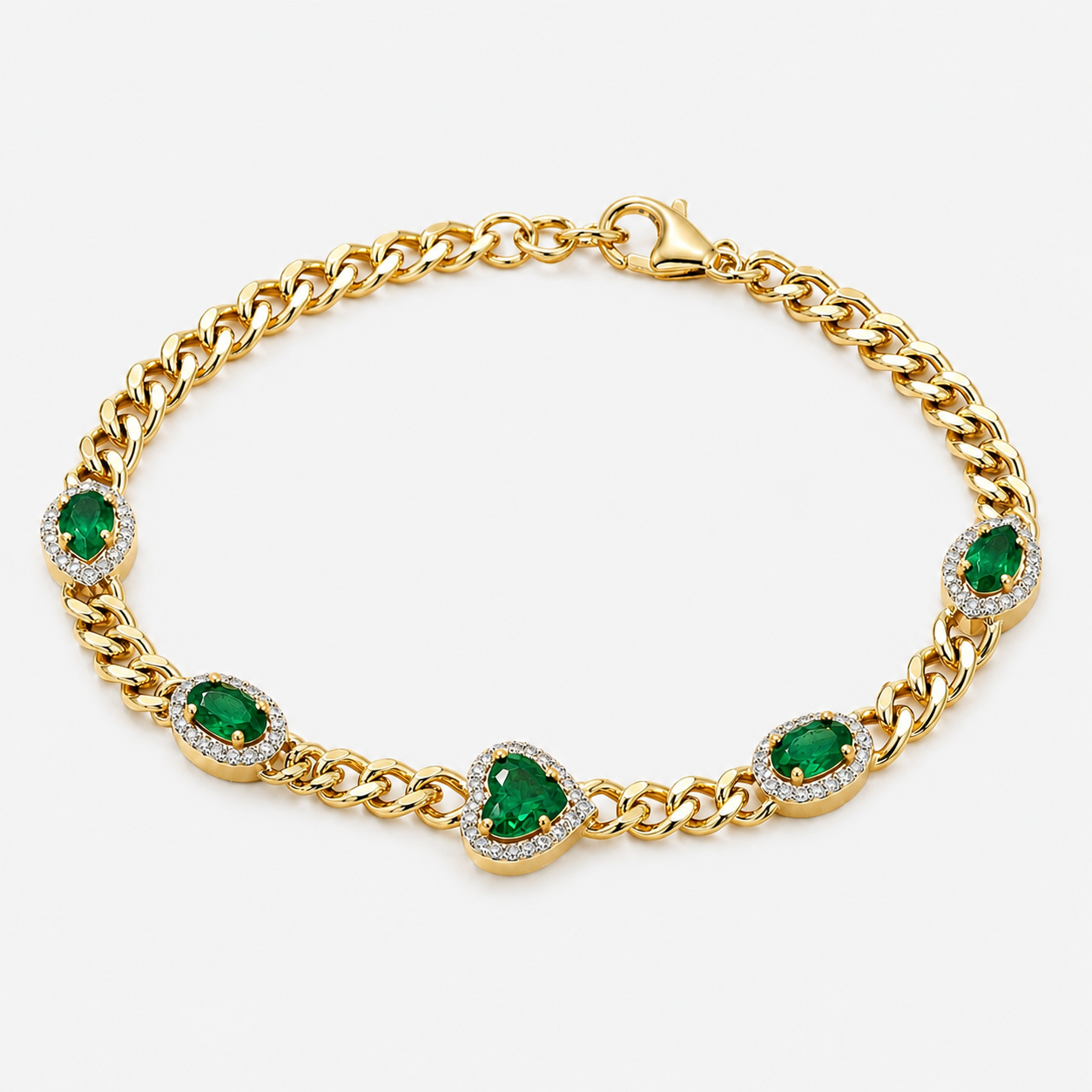 Multi Shaped Emerald & Diamond Bracelet Emerald