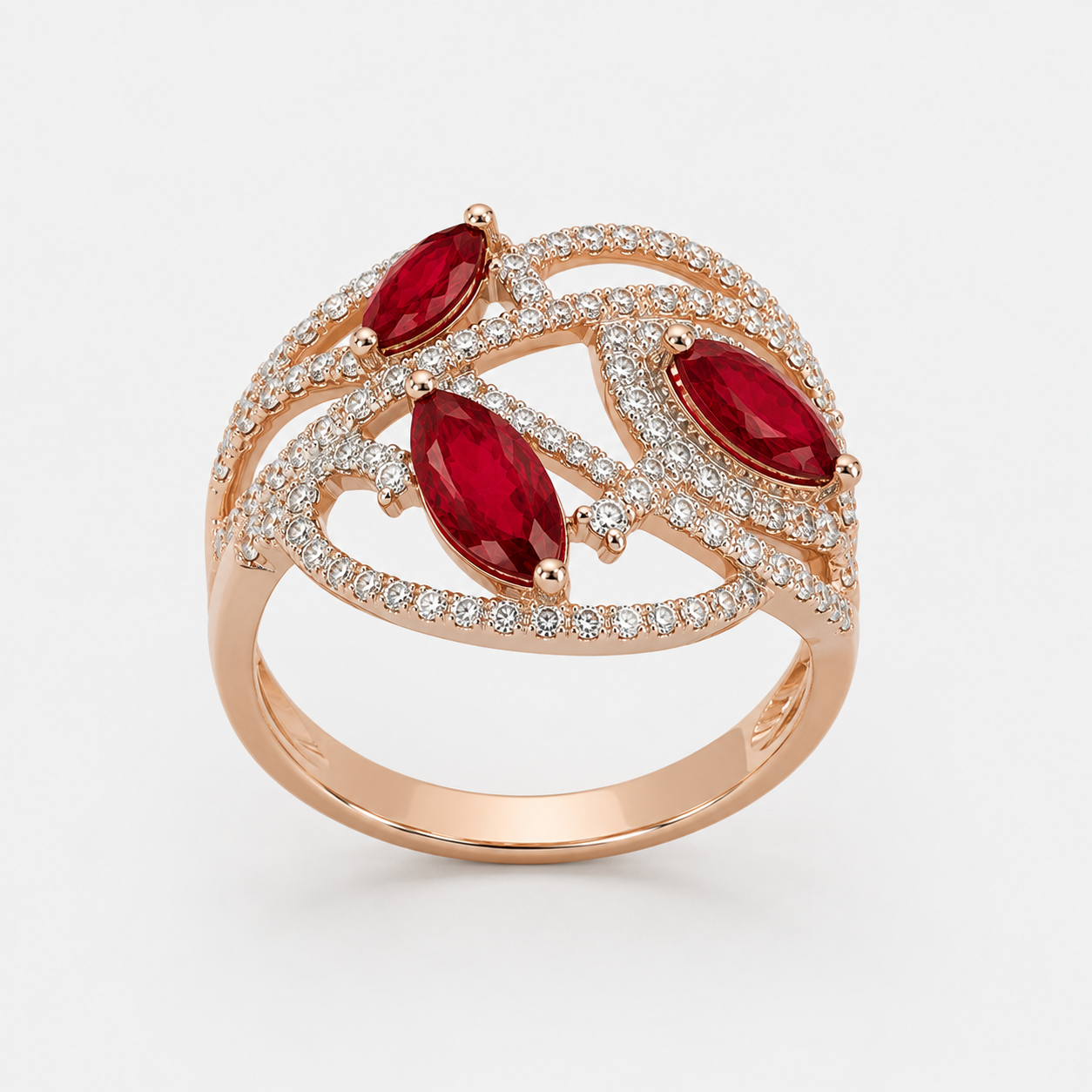 Trio Marquise Ruby & Diamond Ring Ruby