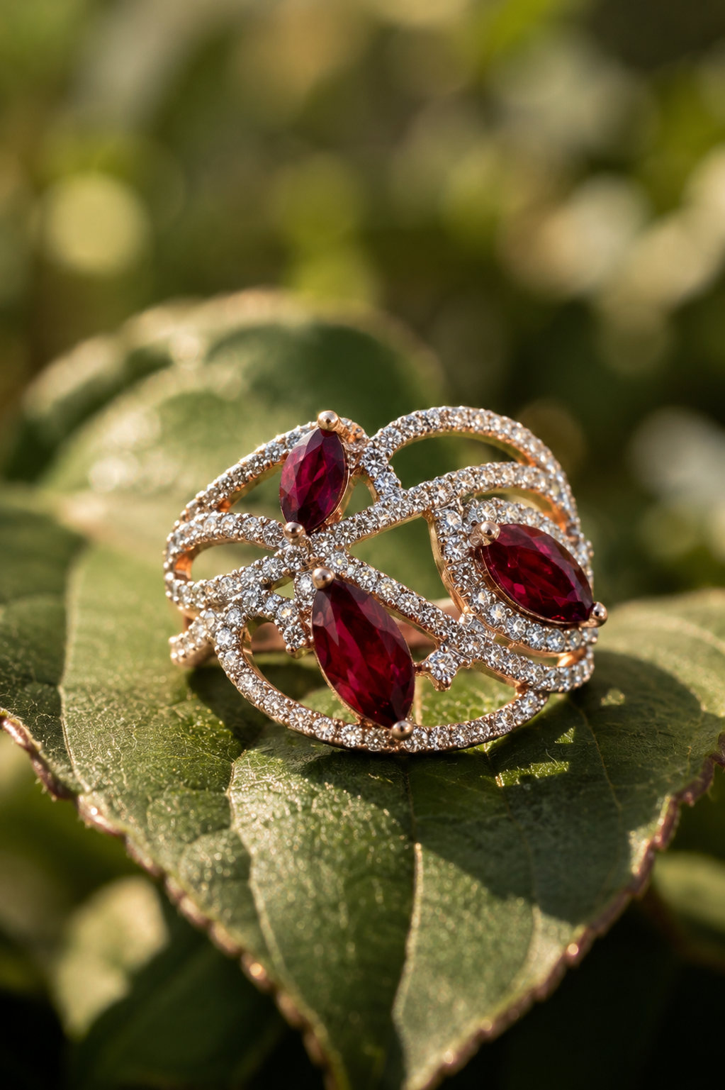 Trio Marquise Ruby & Diamond Ring Ruby