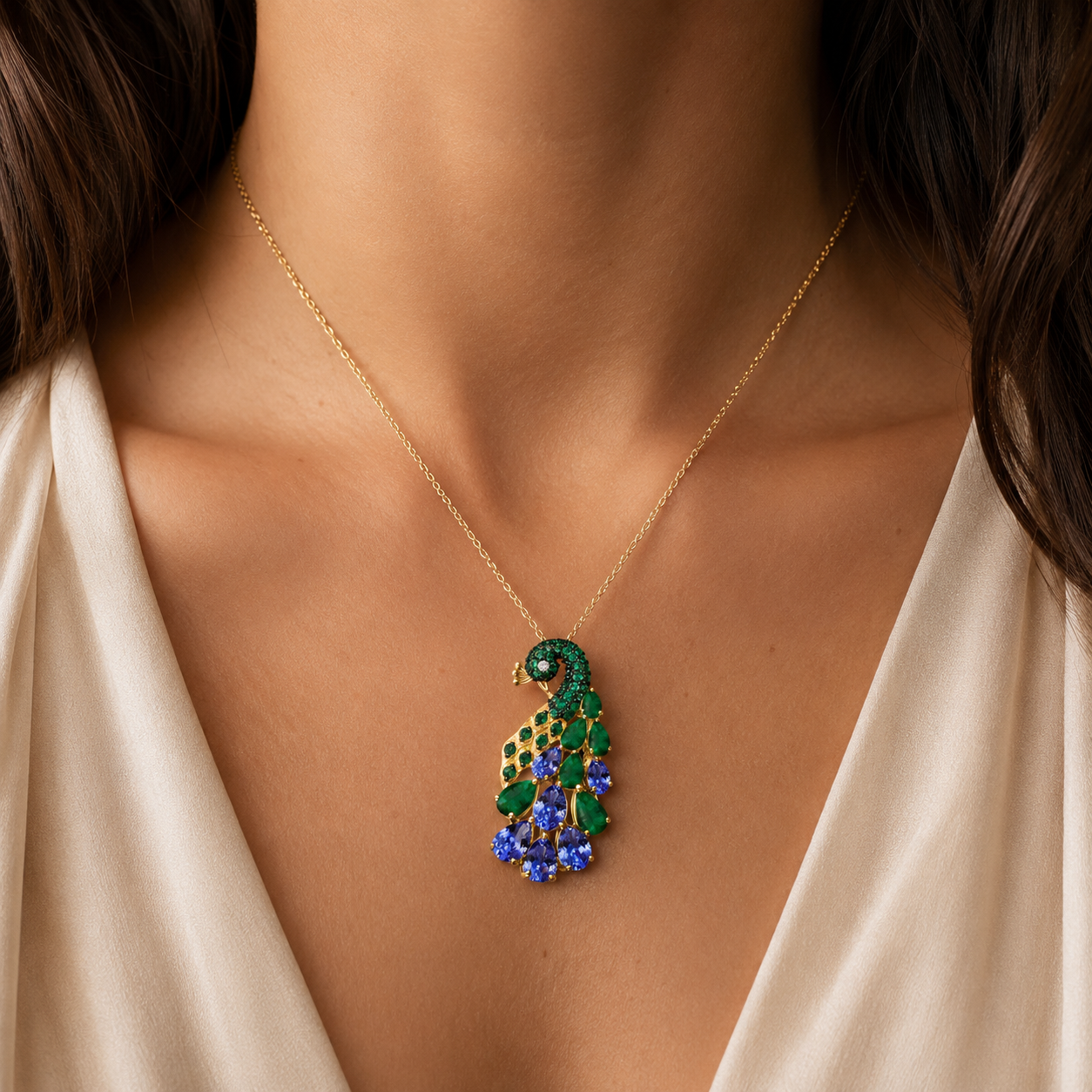 Royal Peacock Pendant Necklace