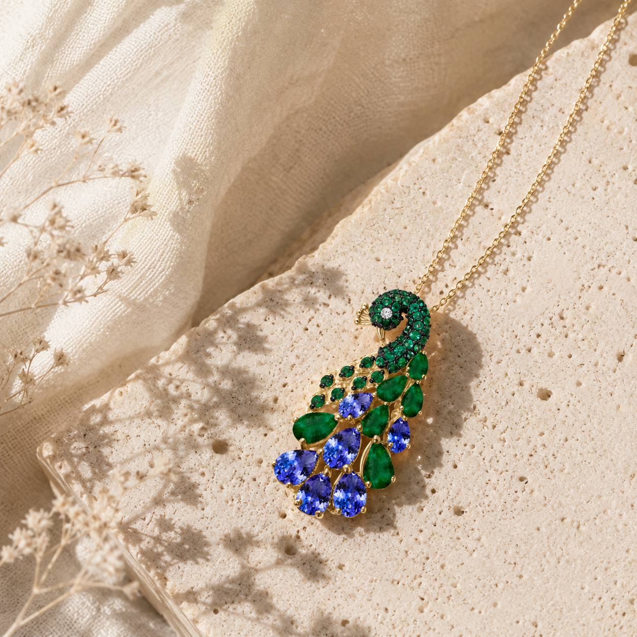 Royal Peacock Pendant Necklace