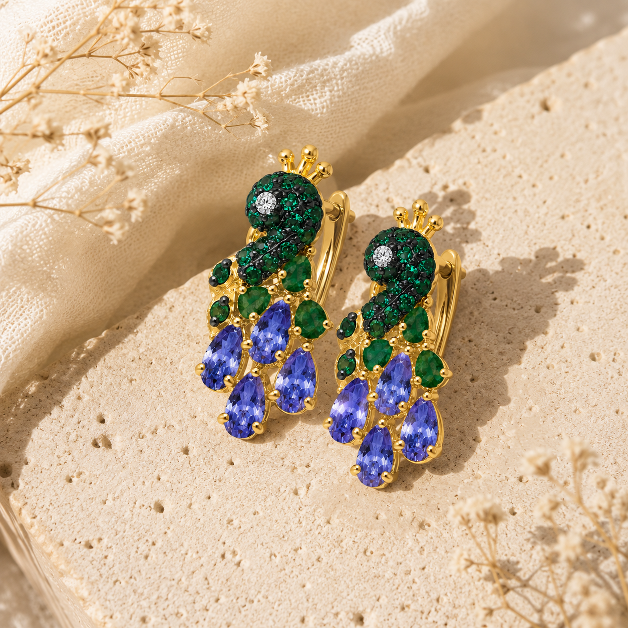 Royal Peacock Hoop Earrings